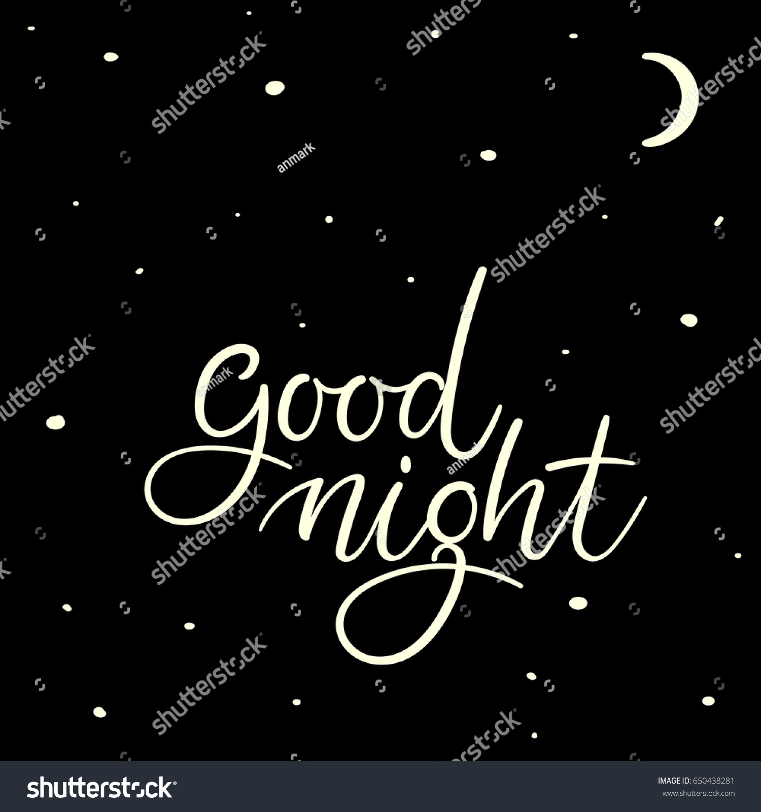 Good Night Hand Lettering Typography Poster Stock Vector (Royalty Free ...