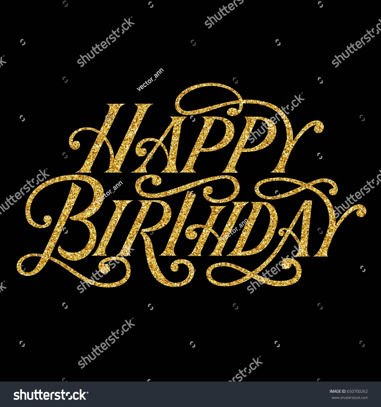 Happy Birthday Vintage Hand Lettering Golden Stock Vector (Royalty Free ...