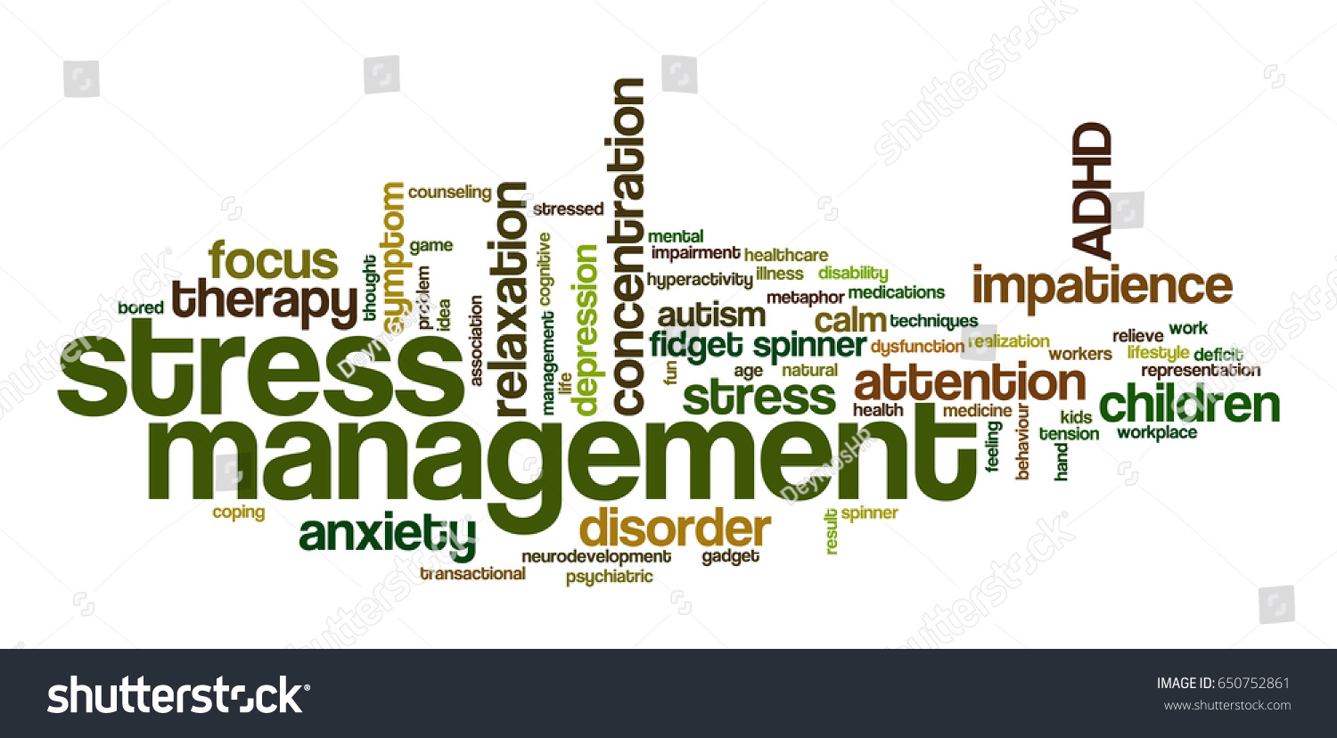 Conceptual Word Cloud Related Stress Management Stock Vector (Royalty ...