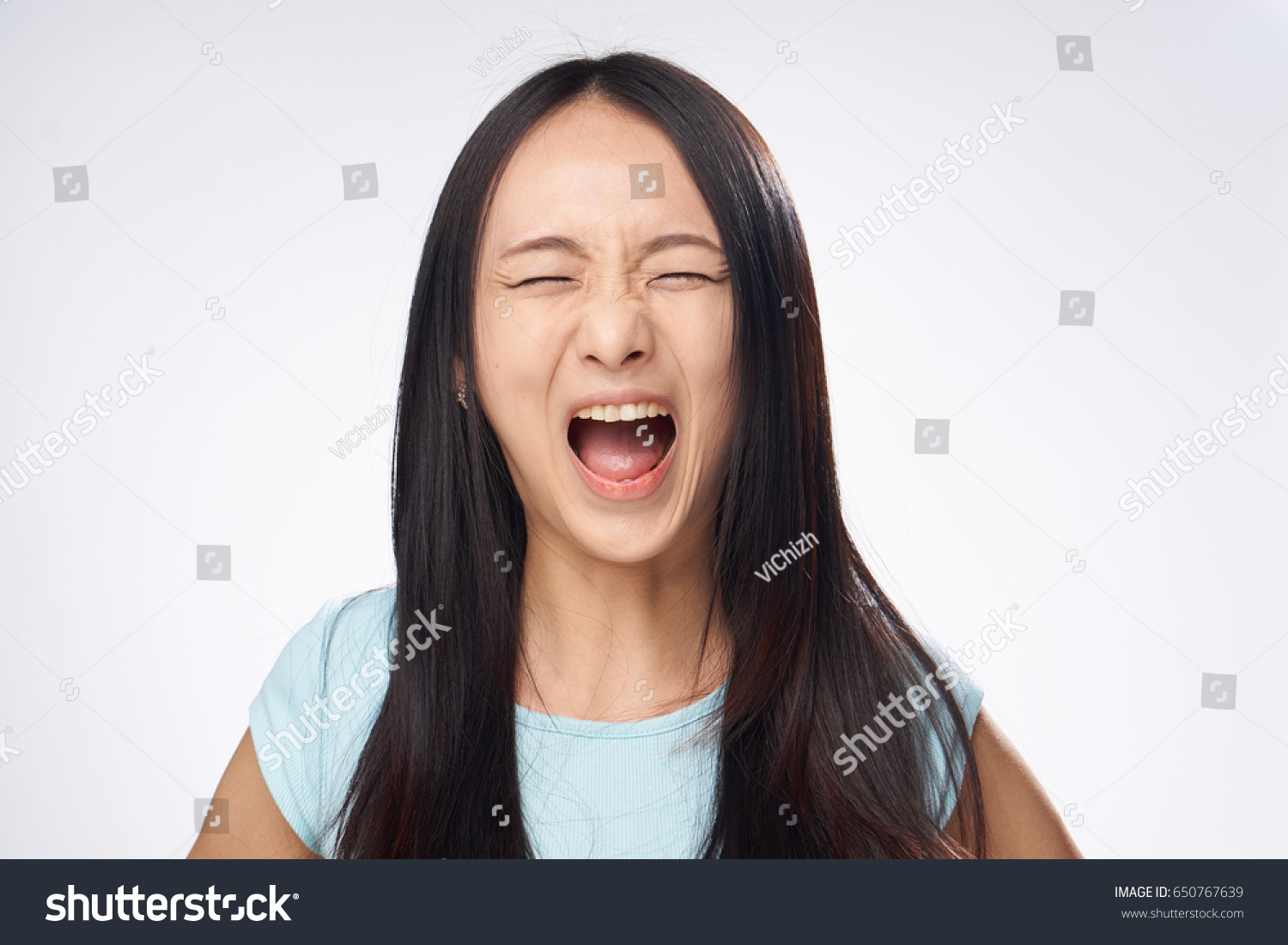 Asian Woman Screaming Stock Photo 650767639 