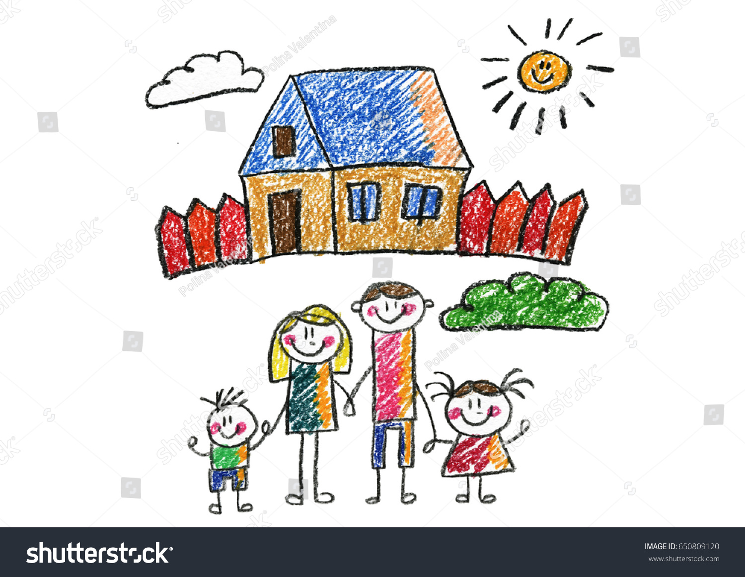 Kids Drawing Happy Family Mother Father Stock Illustration 650809120 ...