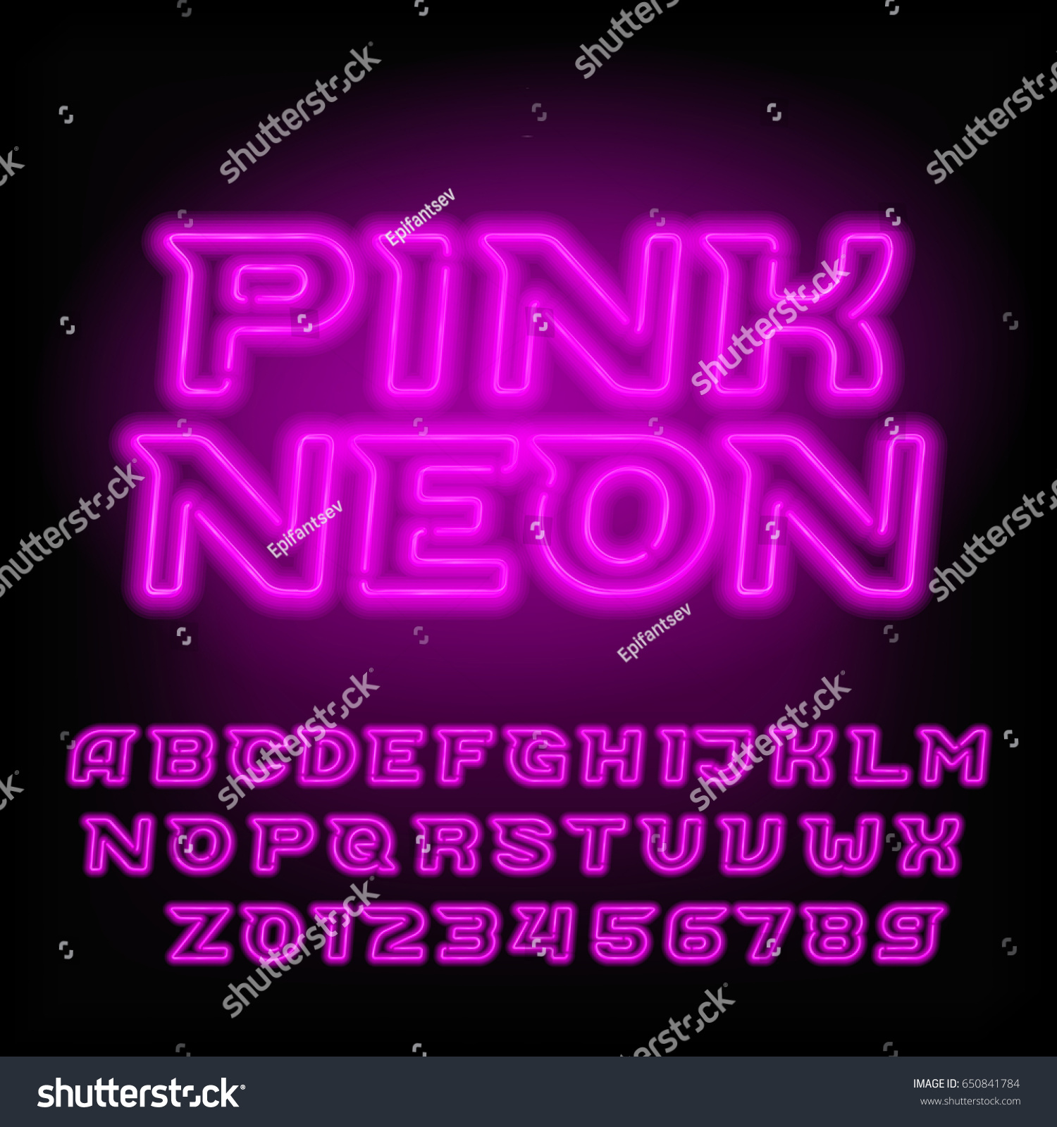Neon Tube Alphabet Font Pink Color Stock Vector (Royalty Free ...