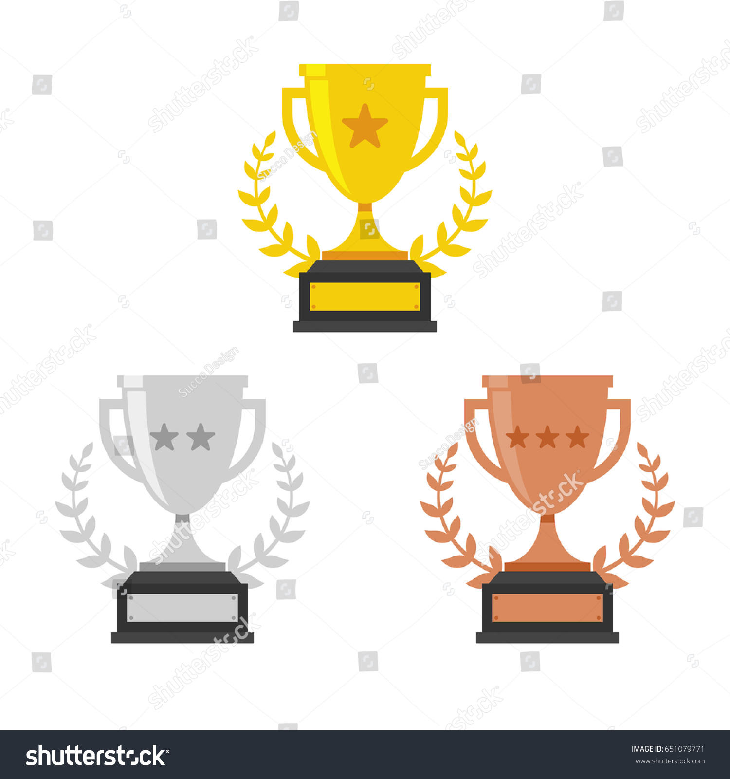 Gold Silver Bronze Trophy Cup Vector: stockvector (rechtenvrij