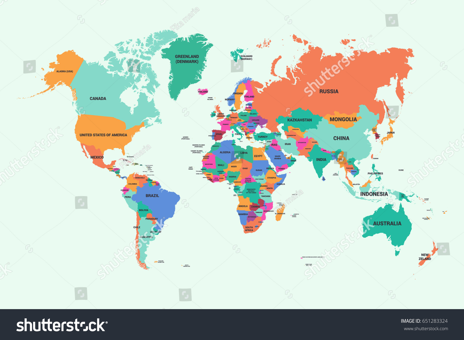 World Map Country Name Stock Vector (Royalty Free) 651283324 | Shutterstock