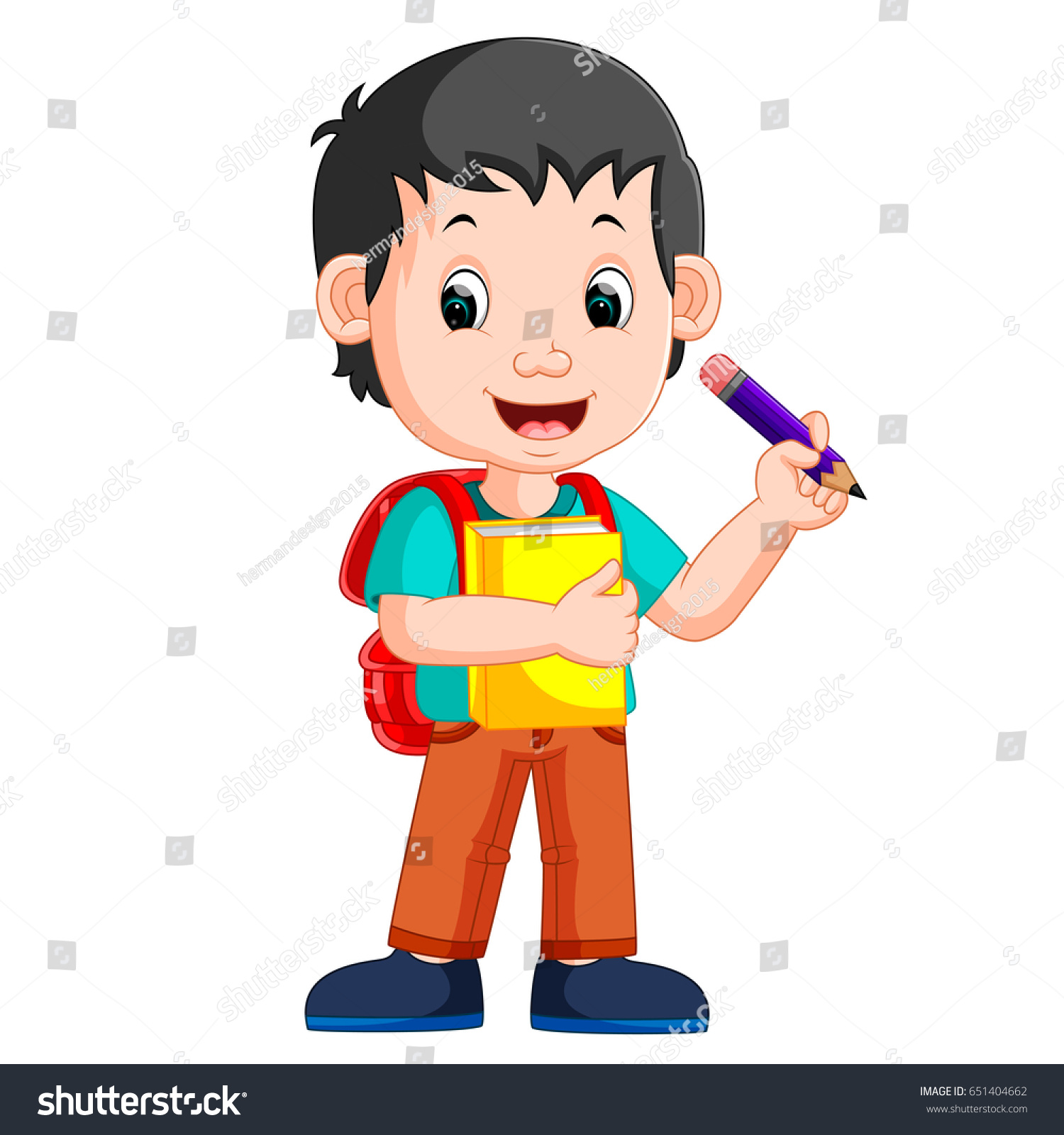 Boy Holding Pencil Stock Illustration 651404662 | Shutterstock