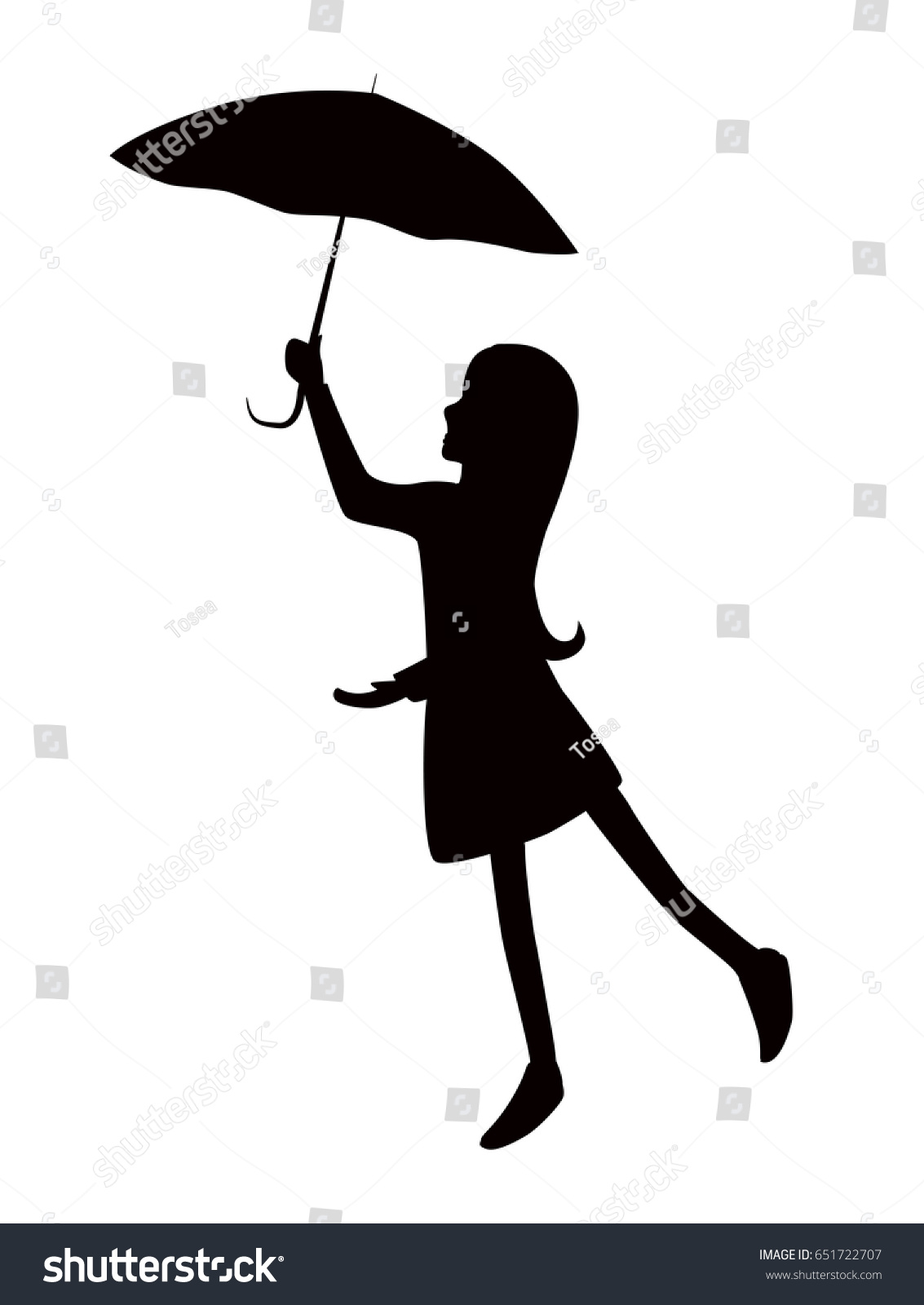 Девочка с зонтиком силуэт