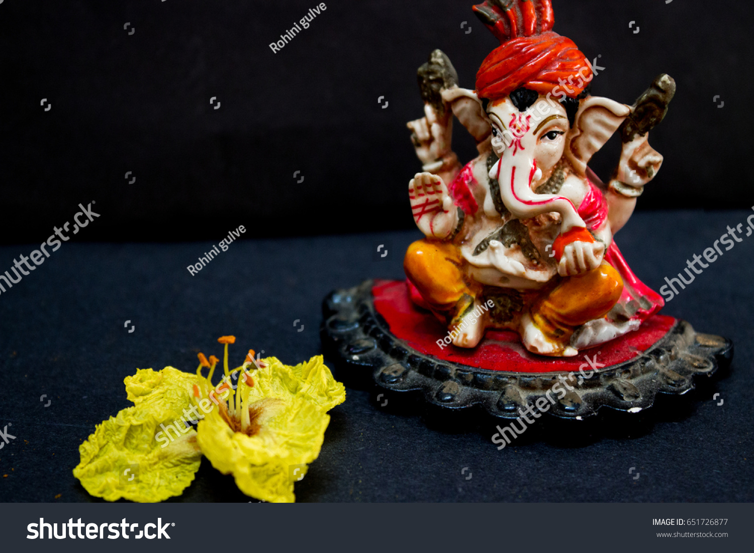 Black Background Ganesh Ganapati Idol Yellow Stock Photo 651726877 ...