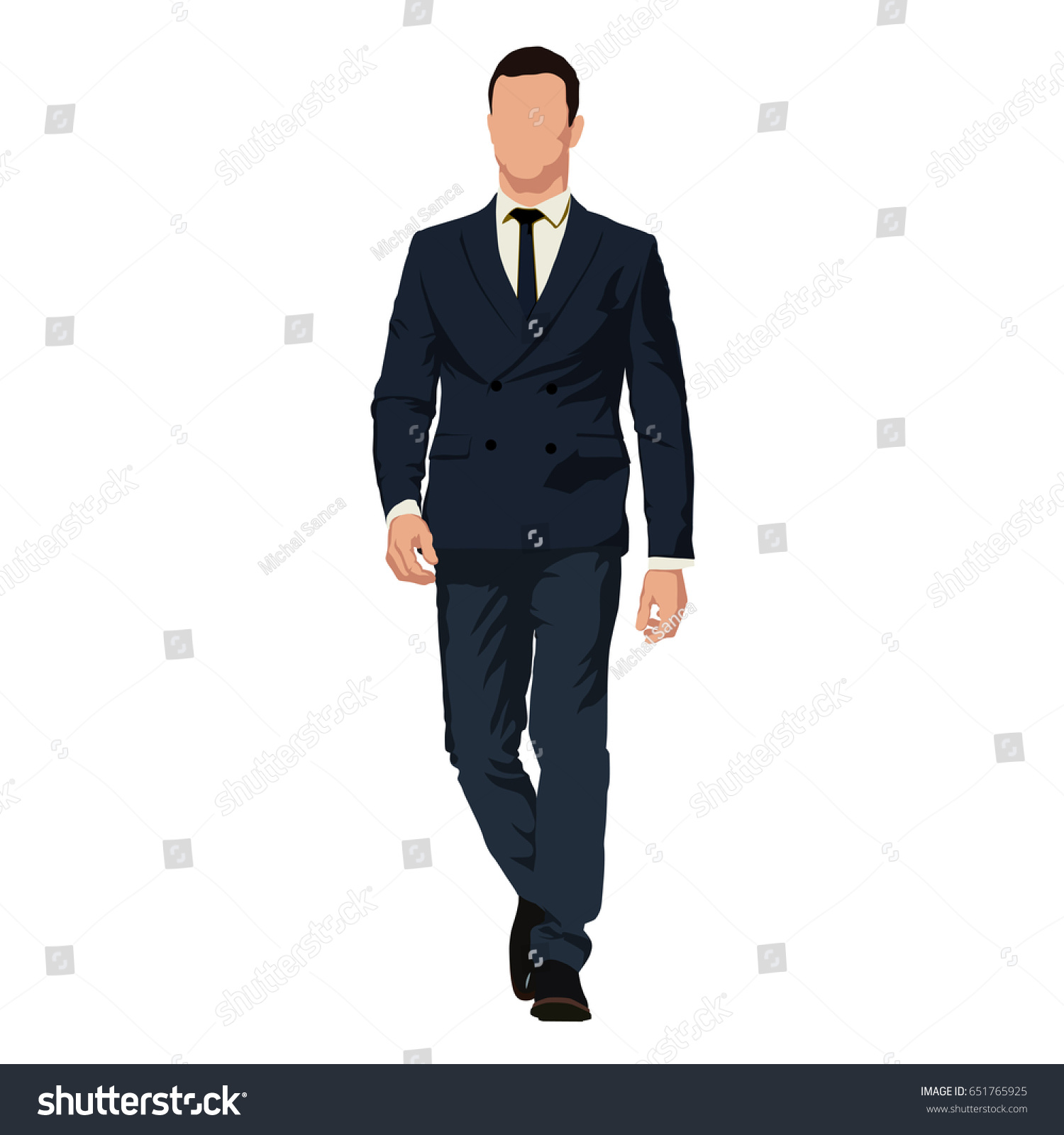 Business Man Dark Blue Suit Goes Stock Vector (royalty Free) 651765925 