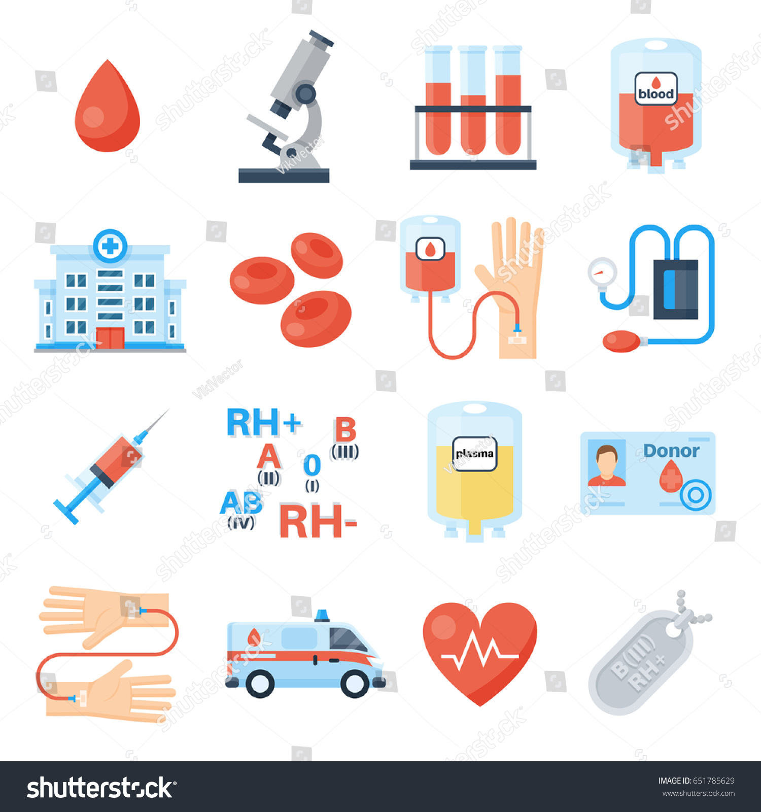 Blood Donor Icon Set Products Transfusions Stock Vector (Royalty Free ...