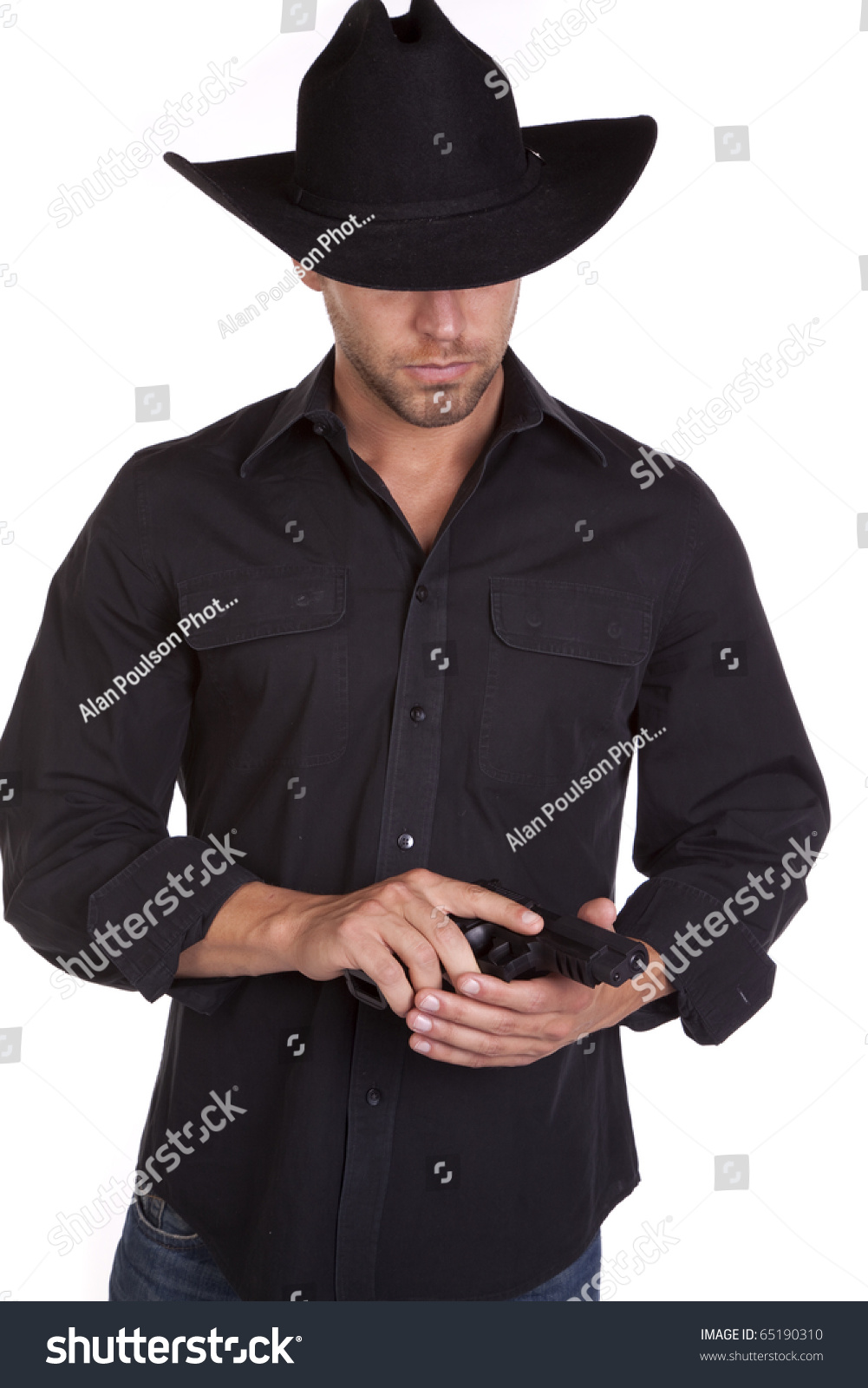 cowboy with black hat