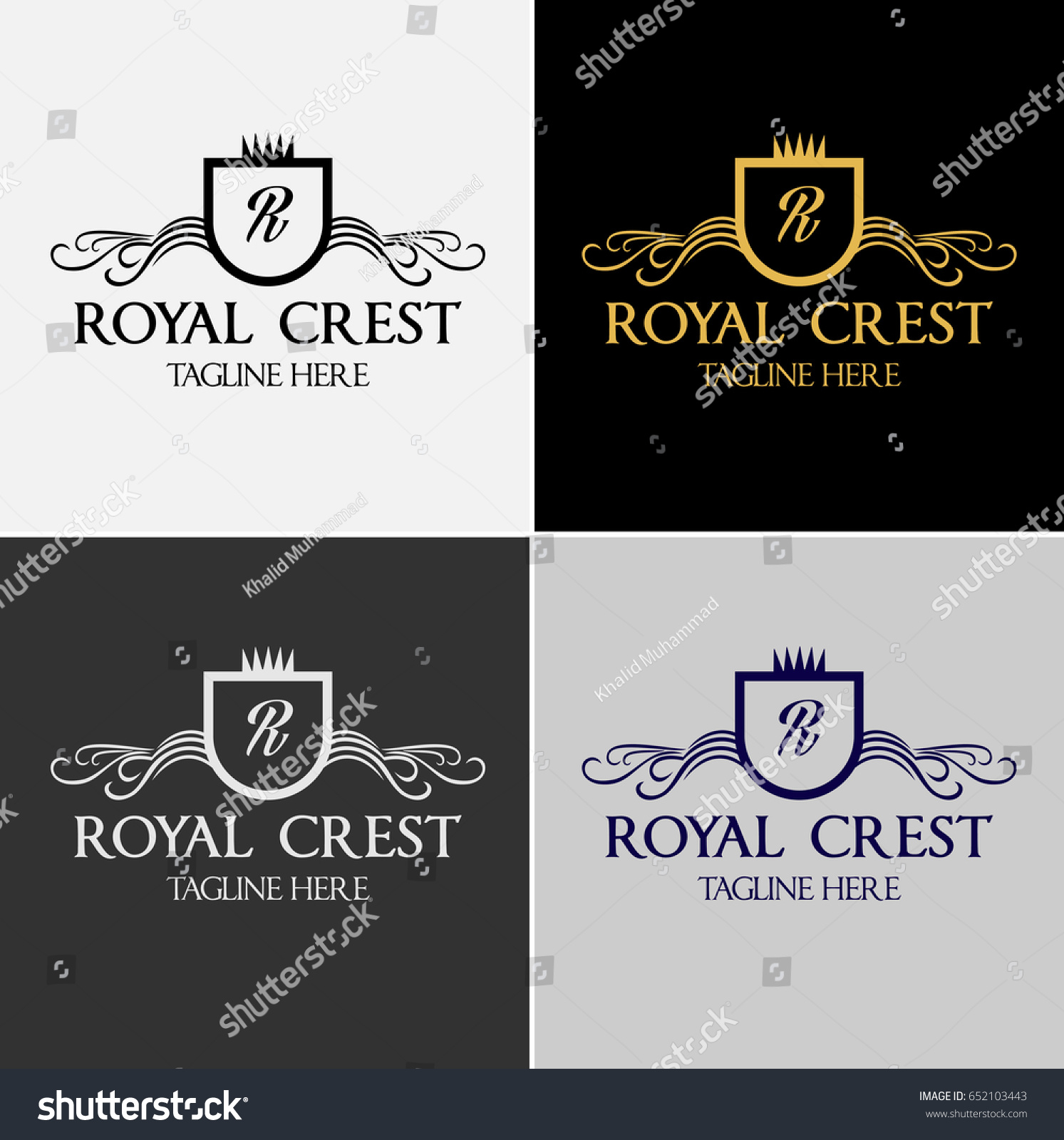 Royal Crest Logo Template Stock Vector (Royalty Free) 652103443 ...