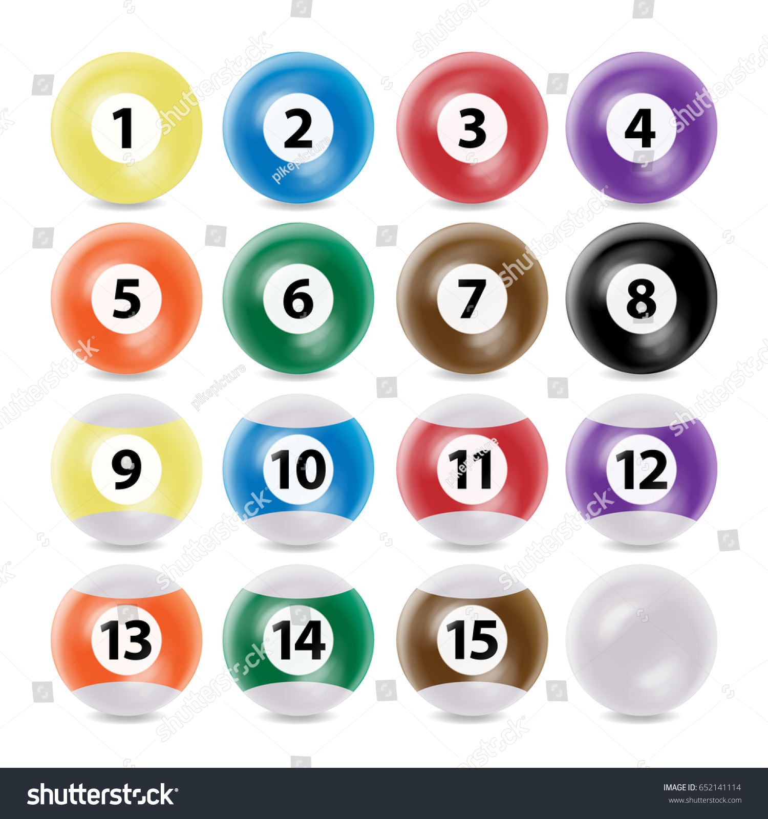 Billiard Ball Set Realistic Commonly Used Stock Illustration 652141114 ...