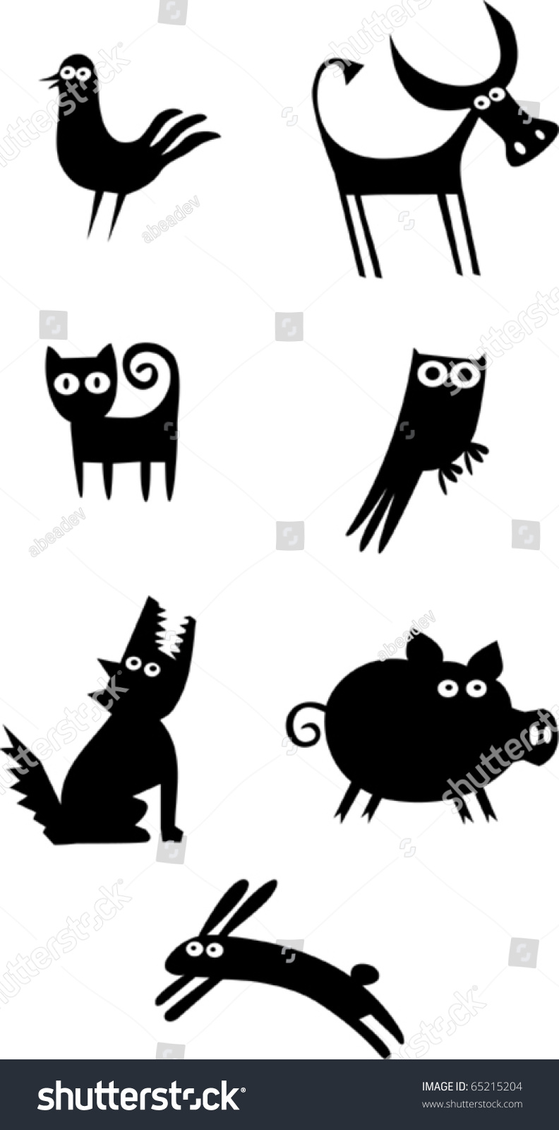 Funny Vector Animal Silhouettes Cartoon Illustration Stock Vector ...