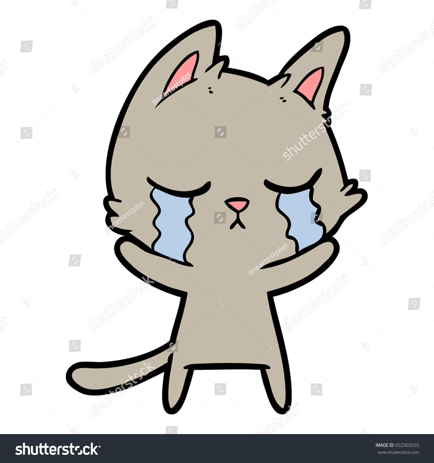 Плачущий котенок нарисованный