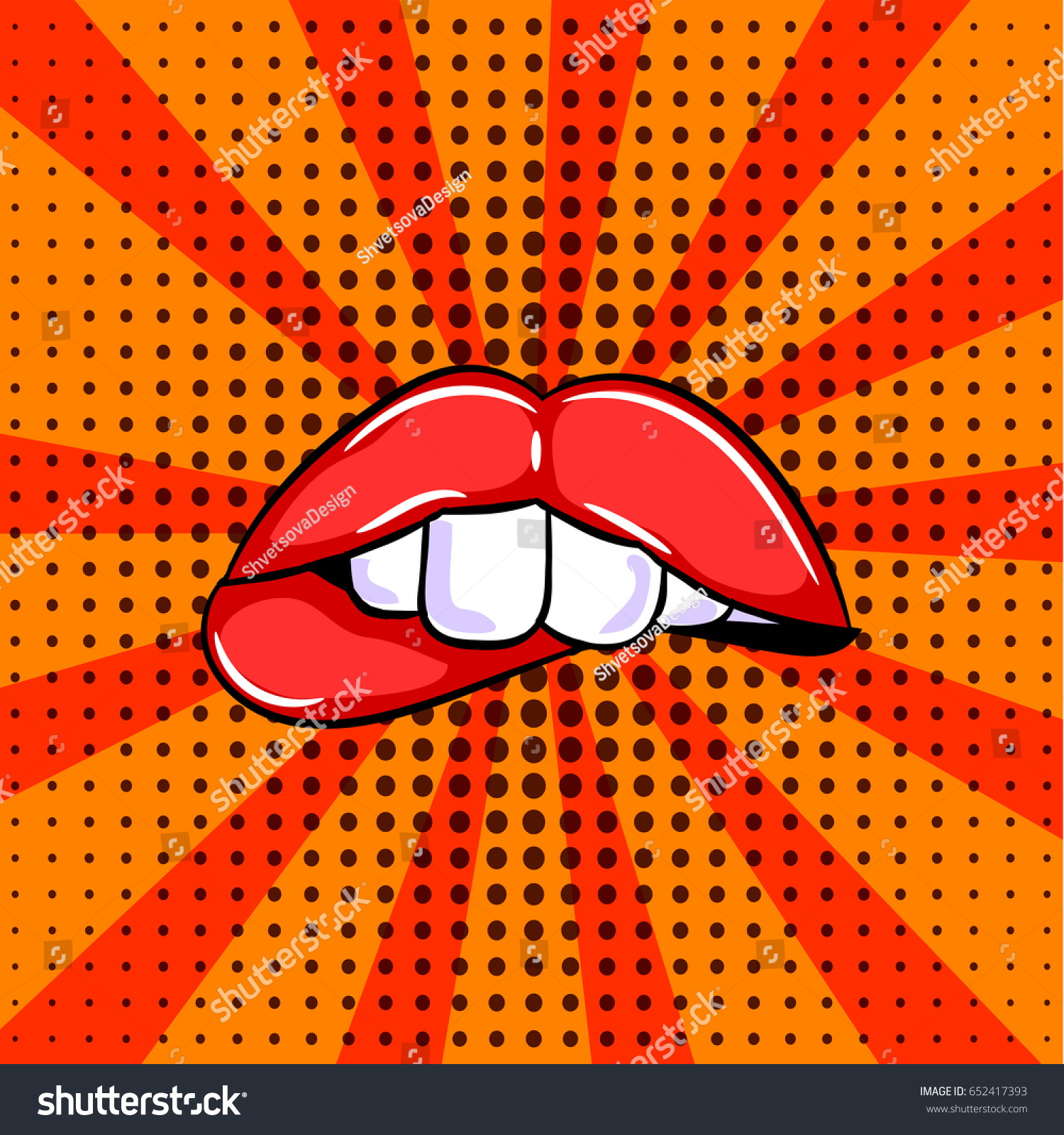 Pop Art Red Sexy Lips Doodle Stock Vector Royalty Free 652417393