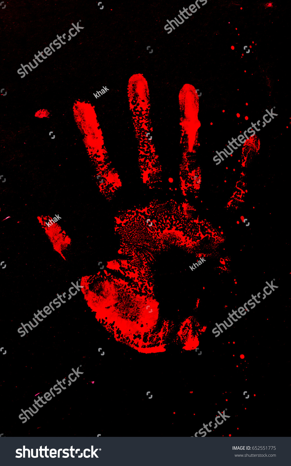 Red Handprint Isolated On Black Background Stock Photo 652551775 ...