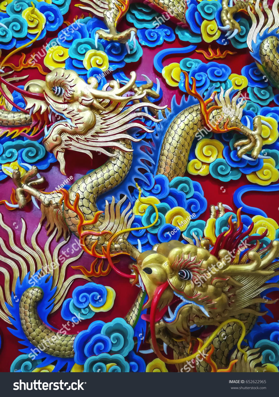 Dragon Art On Wall Temple Stock Photo 652622965 | Shutterstock