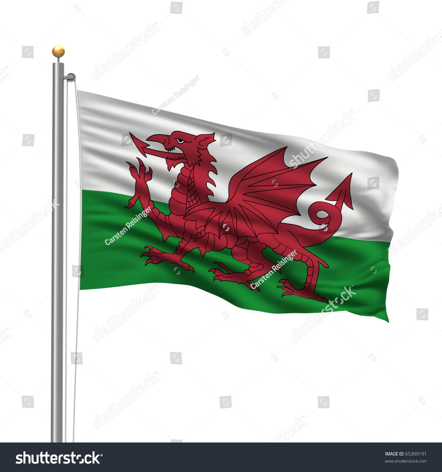 Flag Wales Flag Pole Waving Wind Stock Illustration 65309191 | Shutterstock