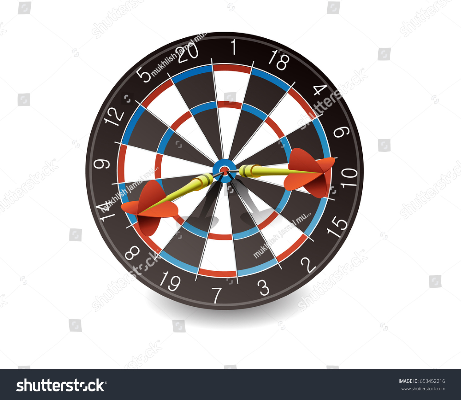 Darts Hitting Target Vector Illustration Front Stock Vector (Royalty ...