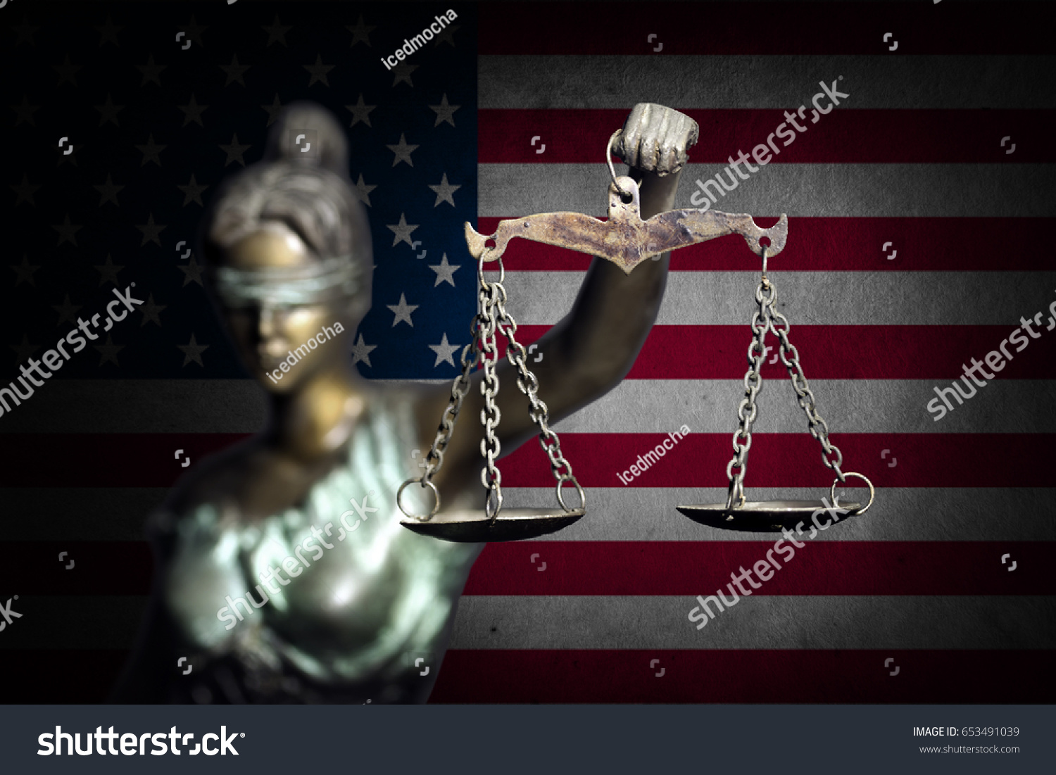 Lady Justice Us Flag Background Stock Photo 653491039 | Shutterstock