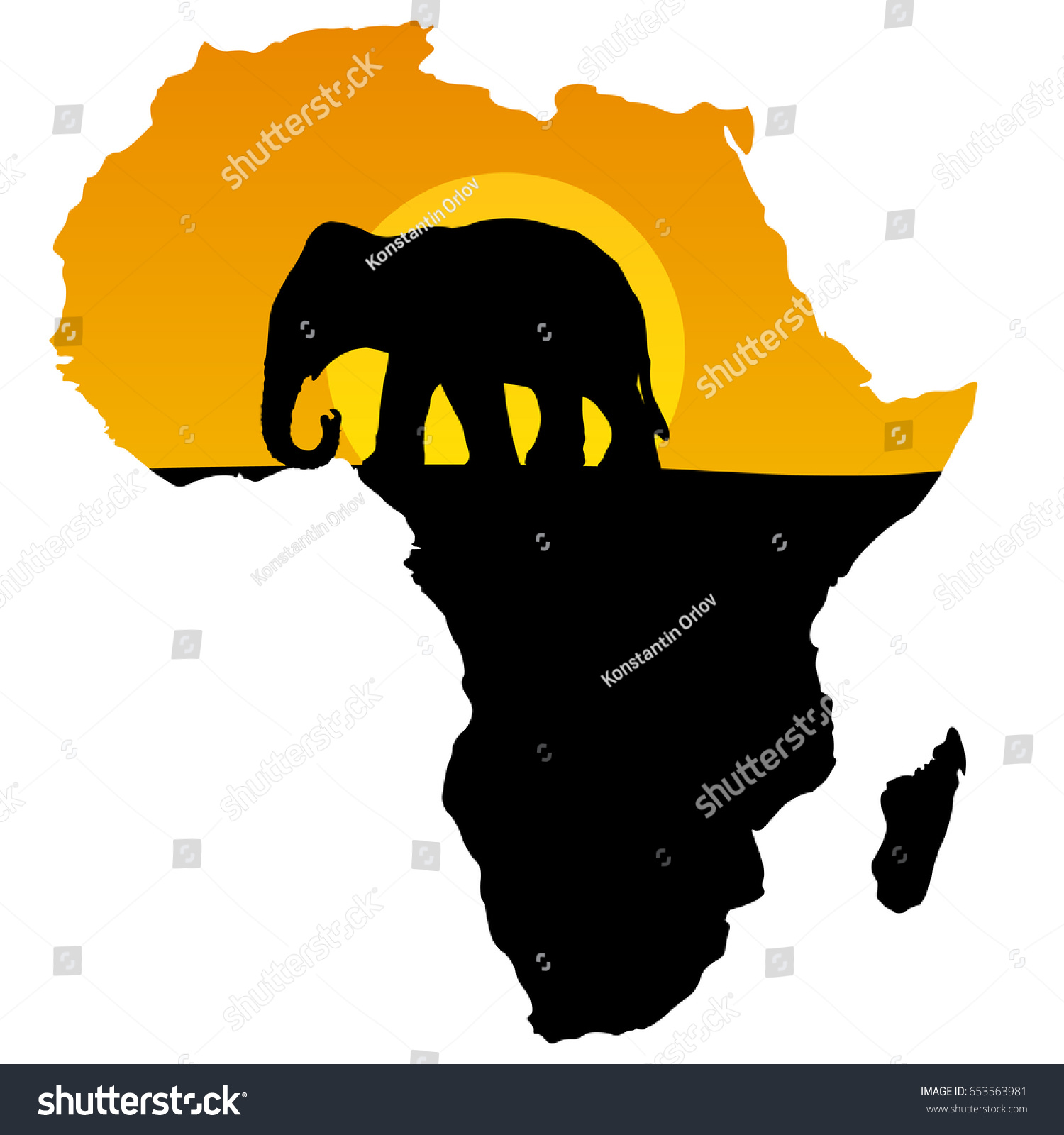 Vector Map Africa Black Yellow Animal Stock Vector (Royalty Free ...