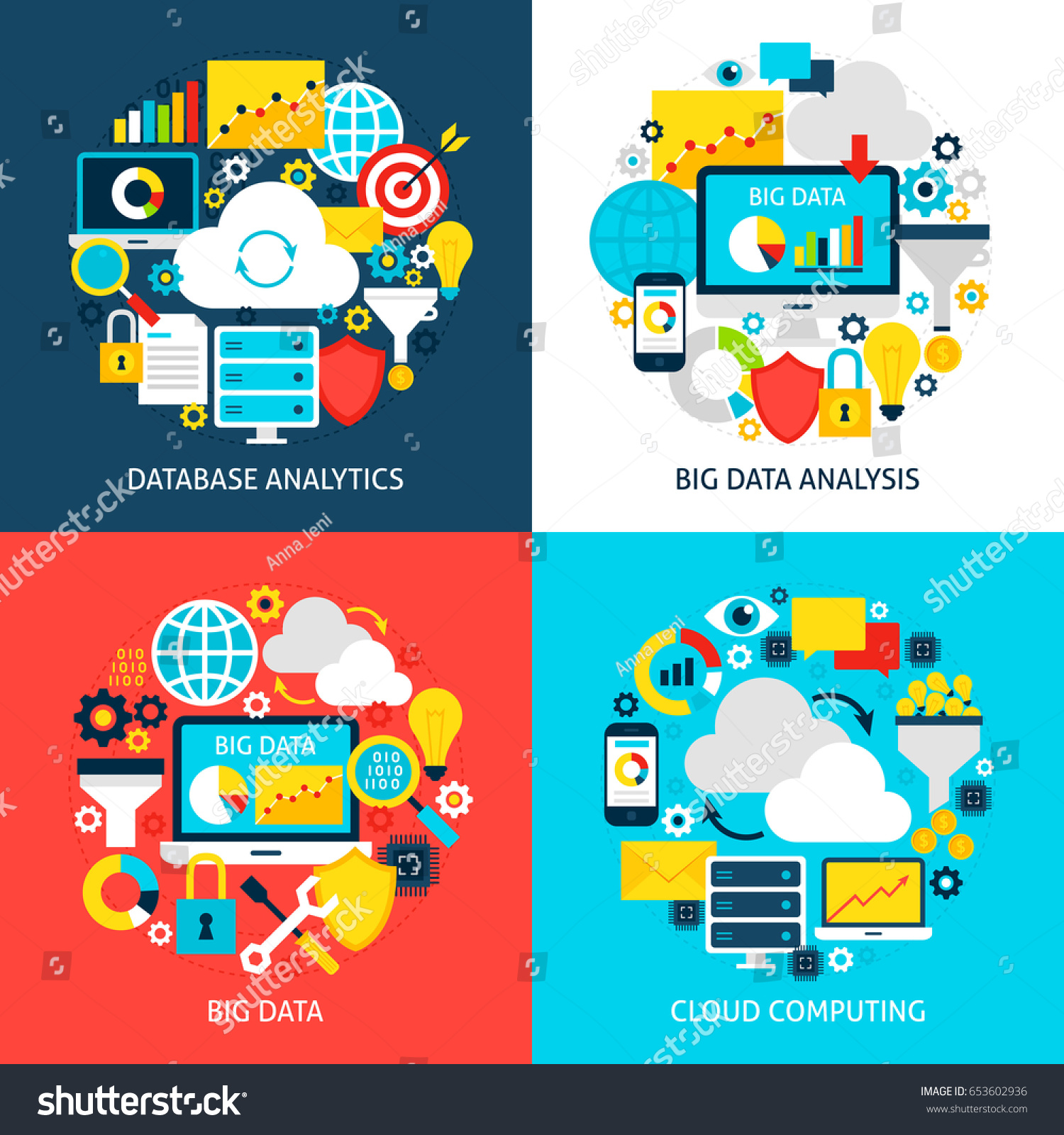 Big Data Flat Concepts Design Vector Stock Vector (Royalty Free ...