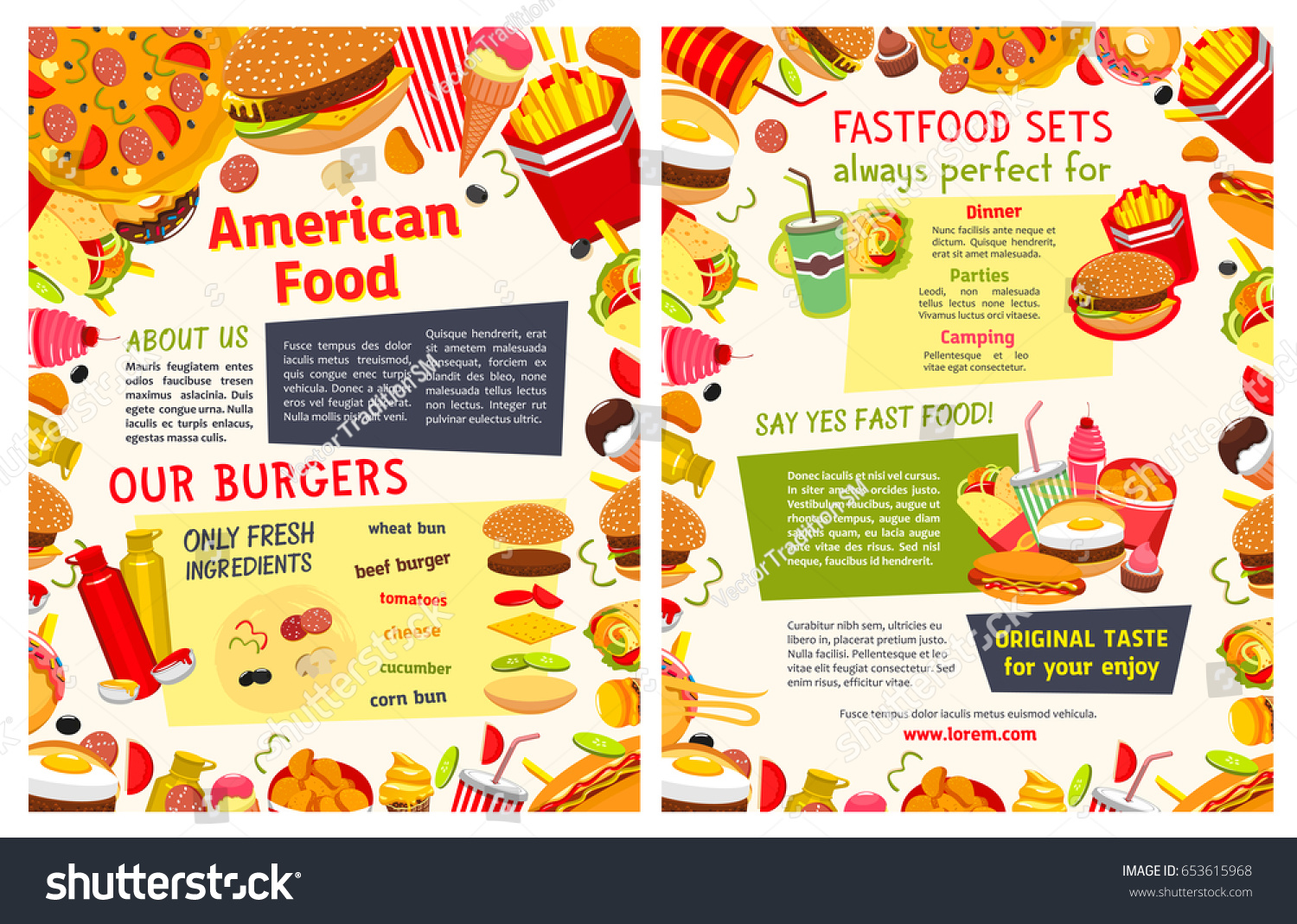 Fast Food Restaurant Poster Takeaway Menu Stock Vector (Royalty Free ...