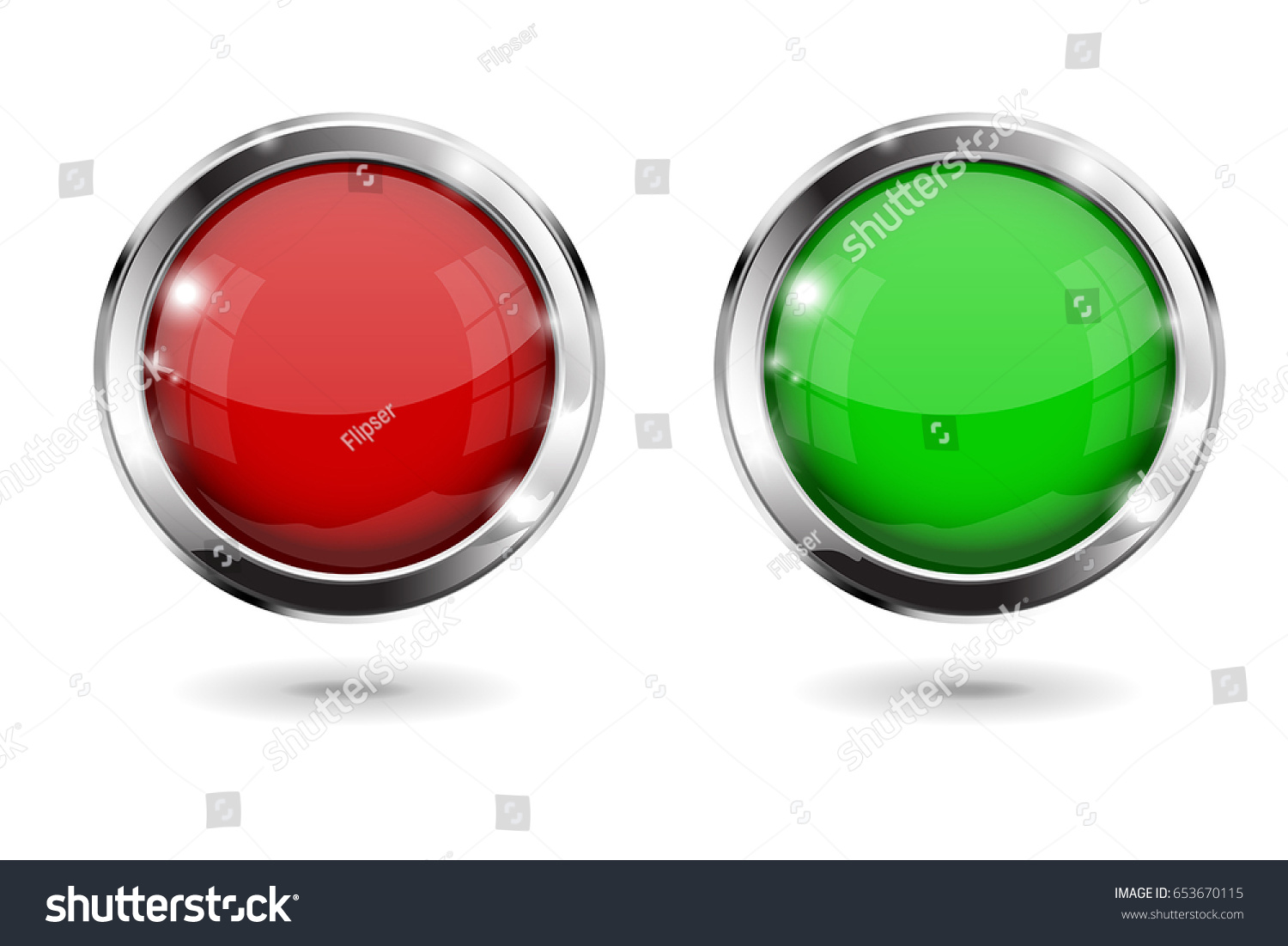 Red Green Shiny 3d Buttons Round Stock Vector (Royalty Free) 653670115 ...