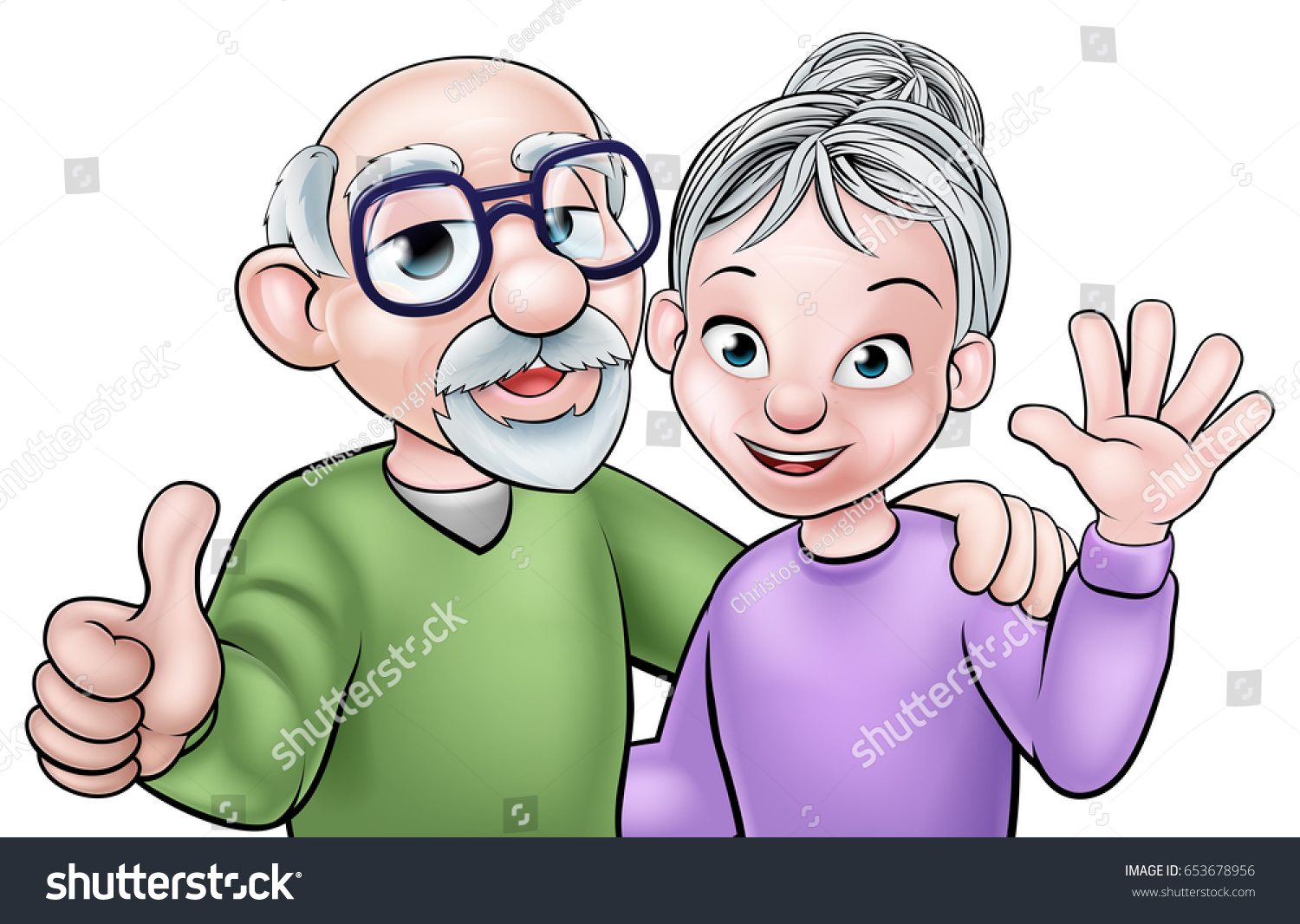 Senior Elderly Grandparents Cartoon Couple Stock Vector (Royalty Free ...