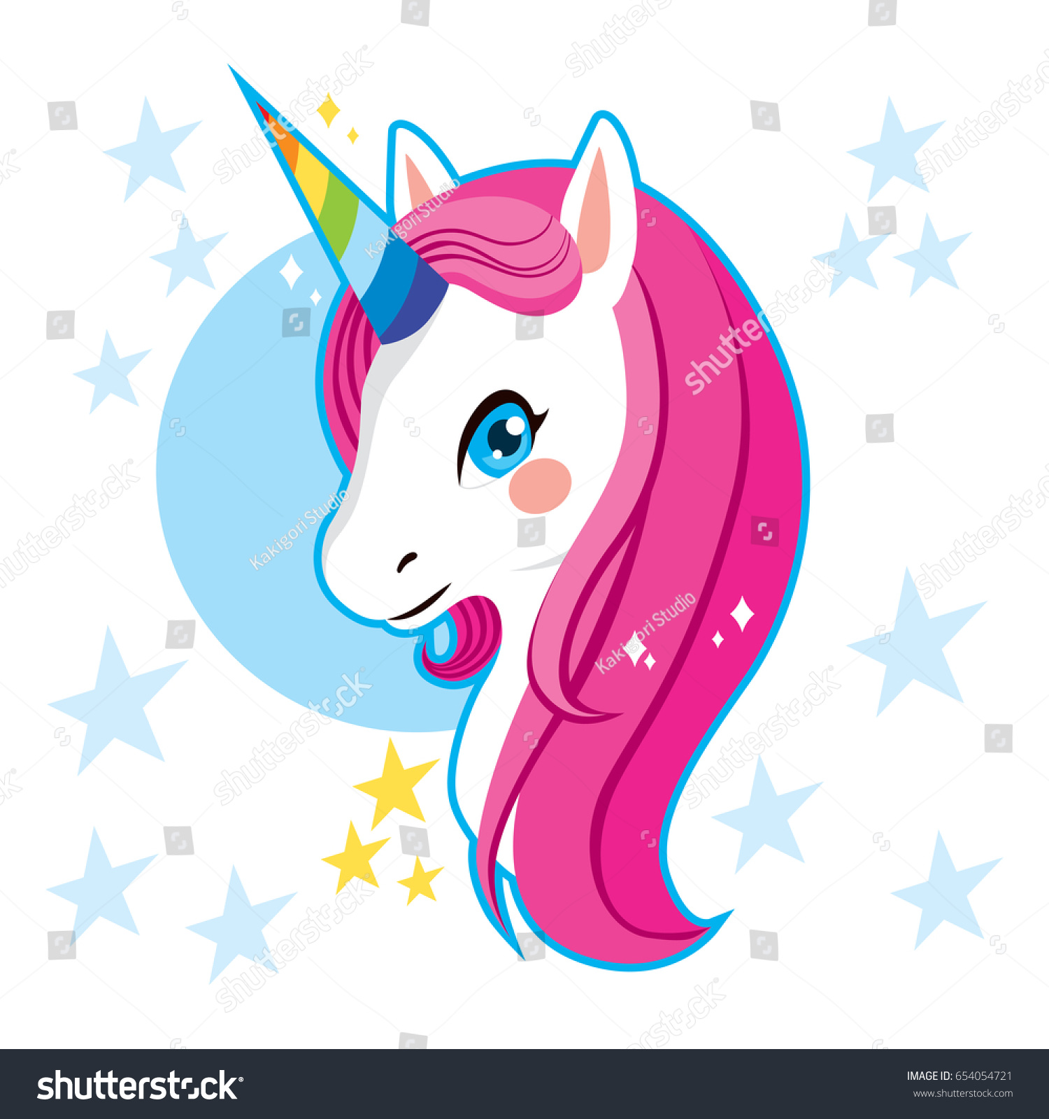 Cute Magic Unicorn Head Rainbow Horn Stock Vector (Royalty Free ...