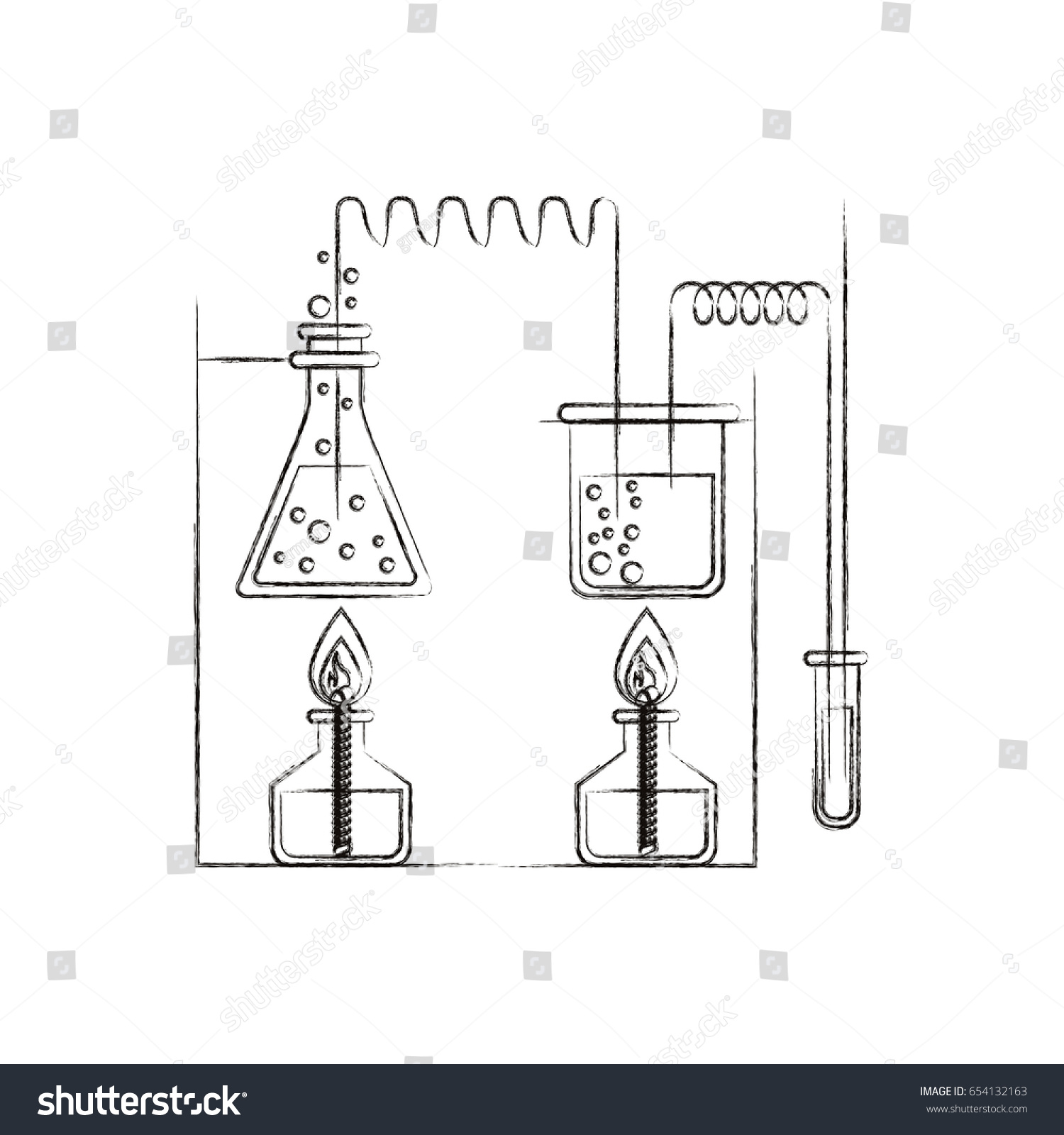 Sketch Blurred Silhouette Chemical Laboratory Experiment Stock Vector ...