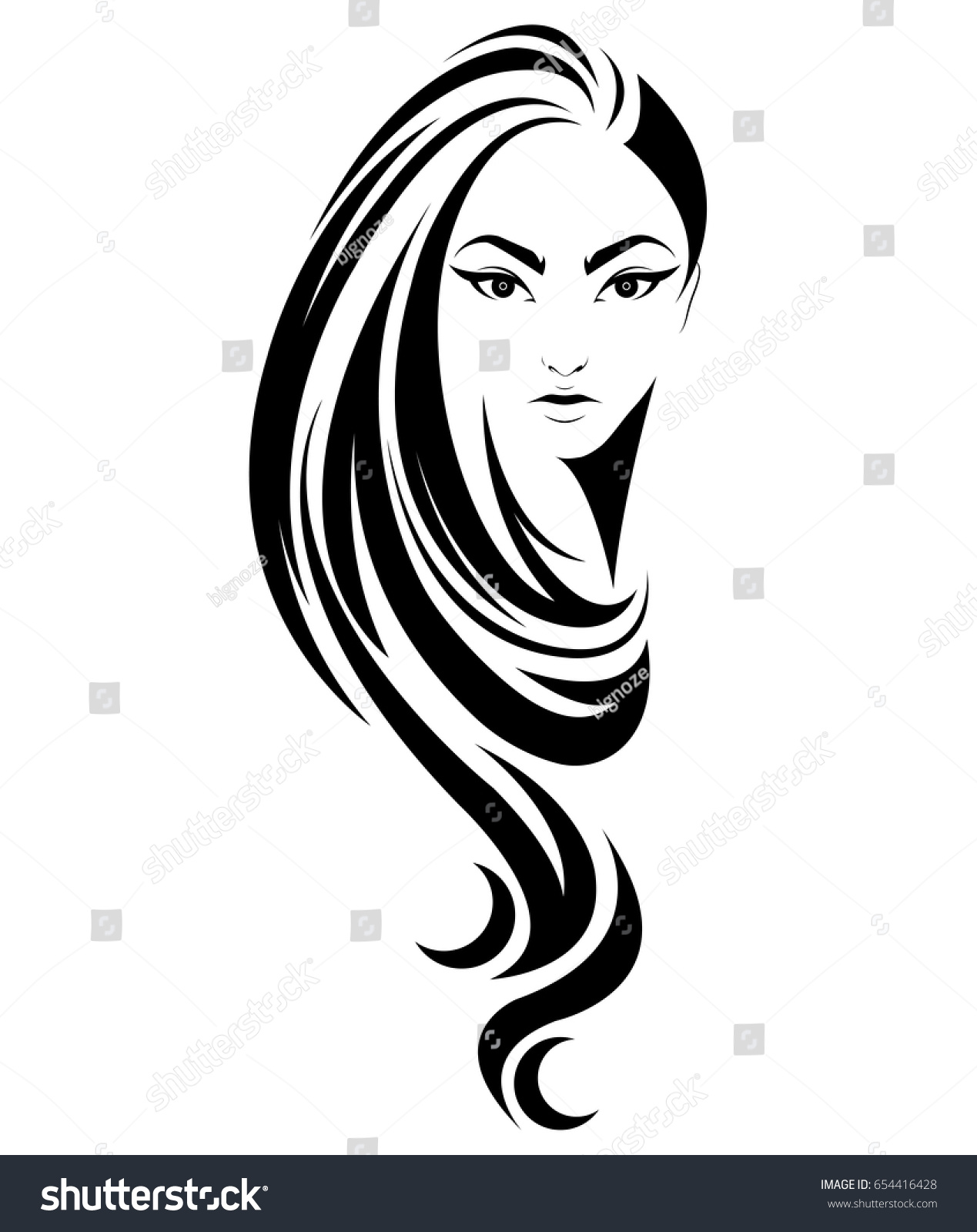 Illustration Women Long Hair Style Icon Stock Vector (Royalty Free ...