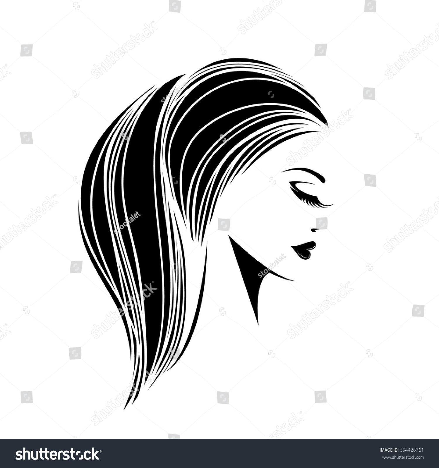 Beautiful Woman Elegant Ponytail Hairstyle Nice Stock Vector (Royalty ...