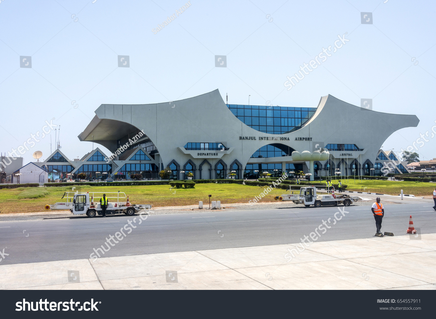 11 Im Genes De Banjul Airport Im Genes Fotos Y Vectores De Stock   Stock Photo Banjul The Gambia May View Of The Airport Terminal From The Airstrip 654557911 