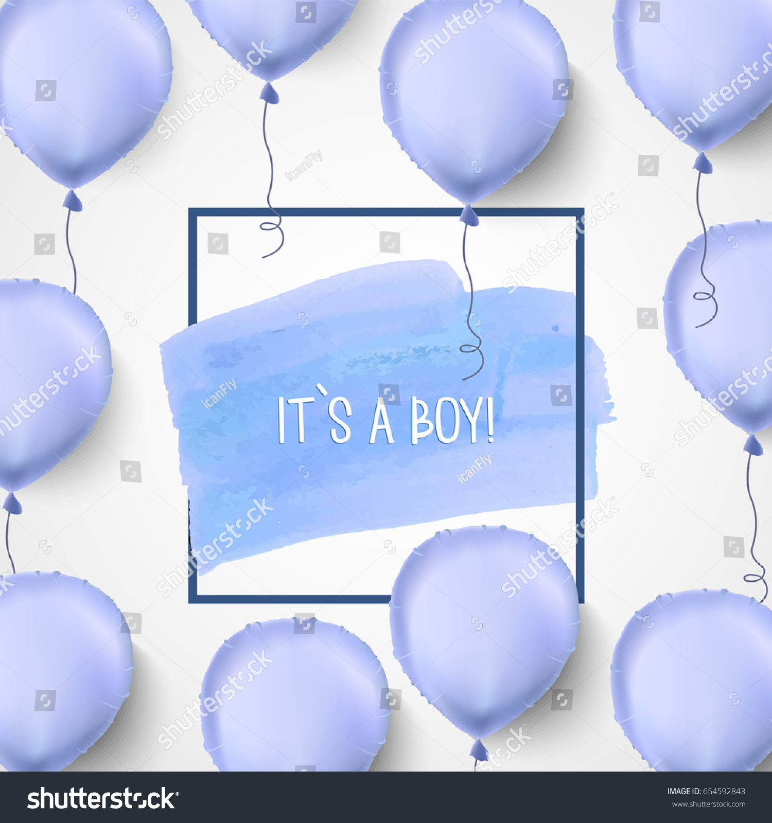 Boy Blue Balloons Vector Illustrationbaby Born Stock Vector (Royalty ...