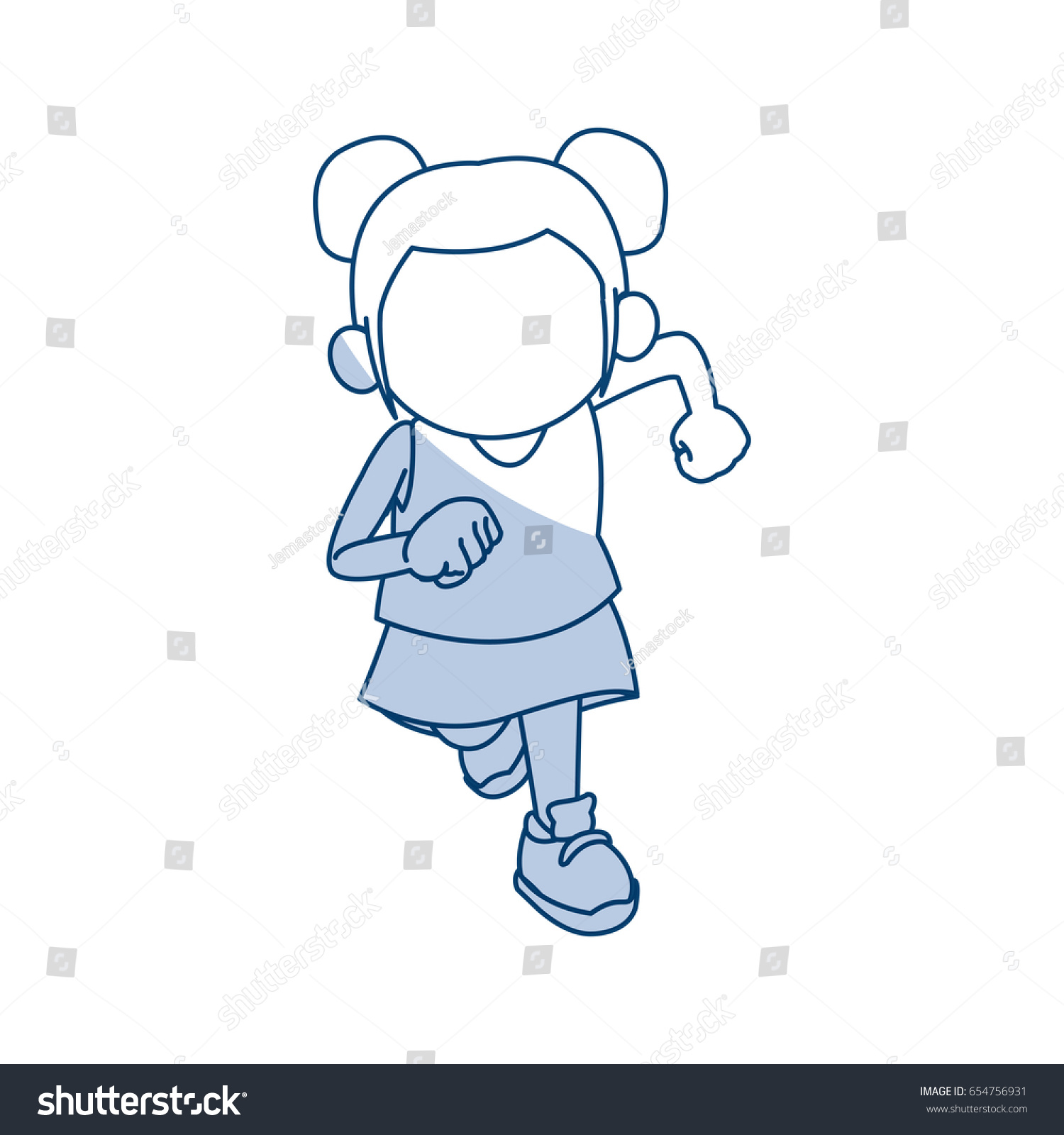 Cute Girl Her Hair Tied Bun Stock Vector Royalty Free 654756931