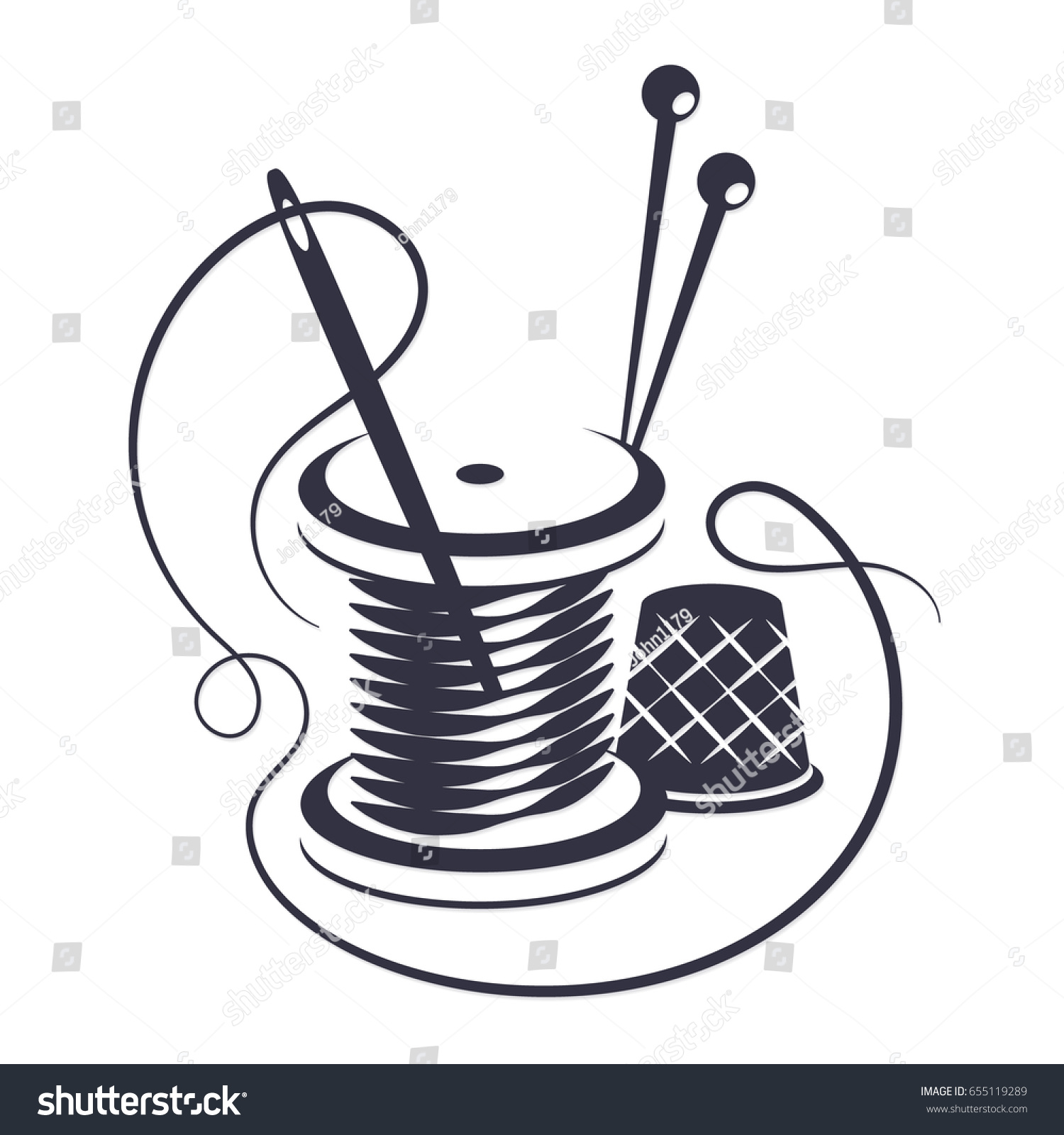 Symbol Sewing Thread Needle Stock Vector (Royalty Free) 655119289 ...