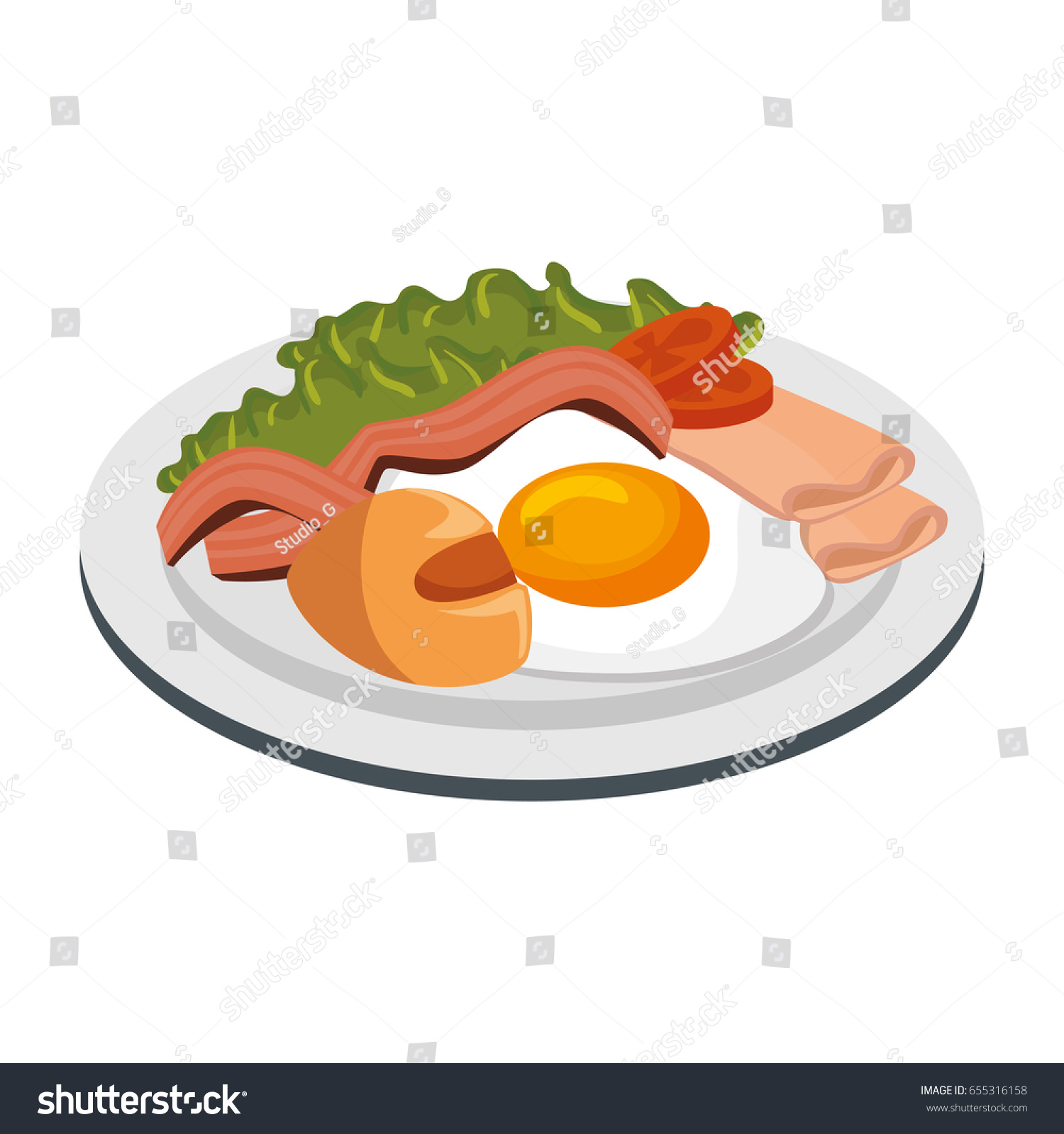 American Breaksfast Food Stock Vector (Royalty Free) 655316158 ...