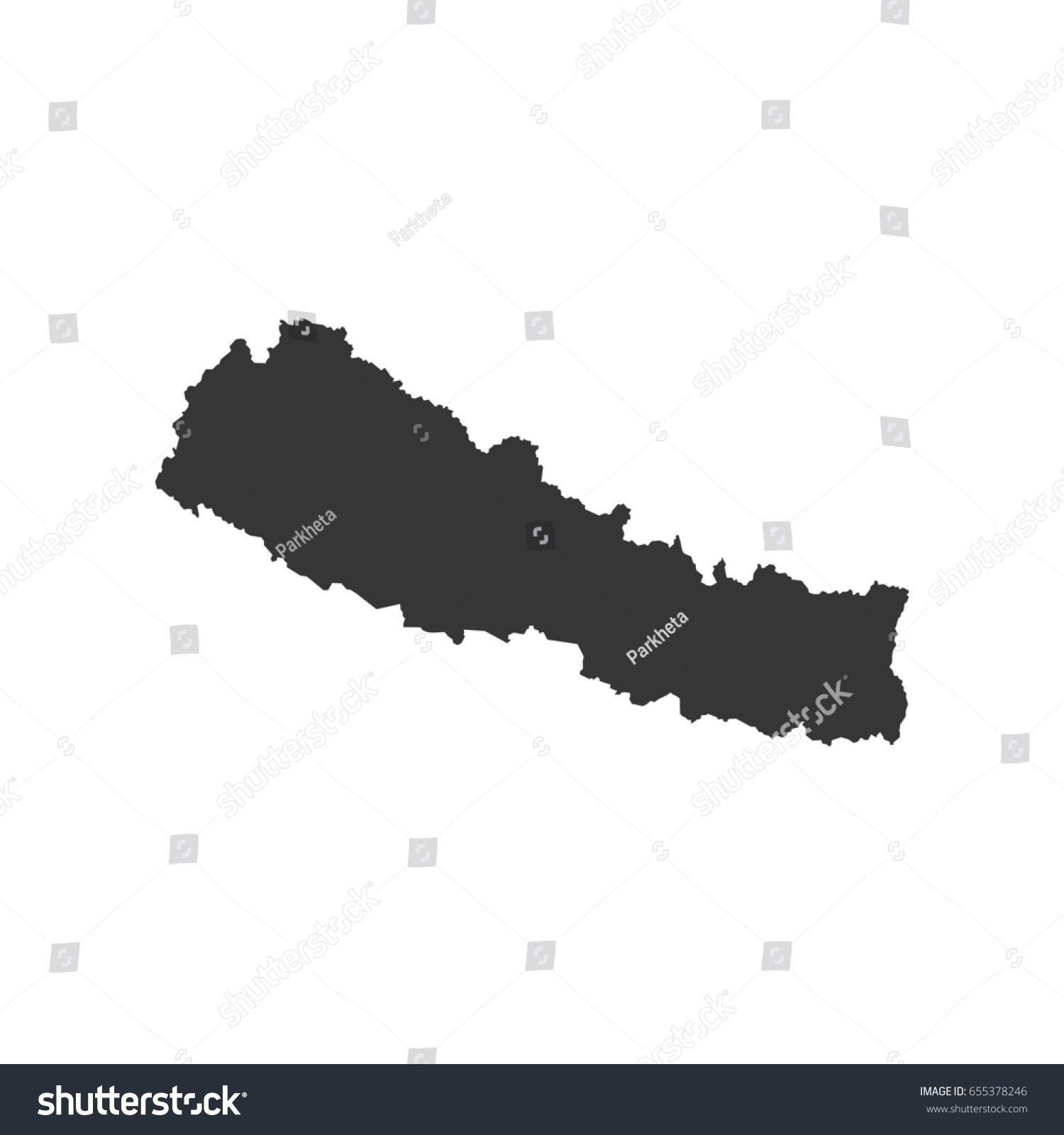 Nepal Map Silhouette On White Background Stock Illustration 655378246 ...