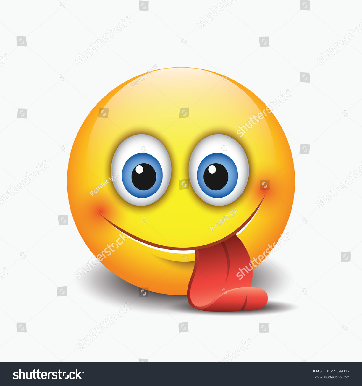 Cute Smiling Emoticon Sticking Out His Stock Vector (Royalty Free ...