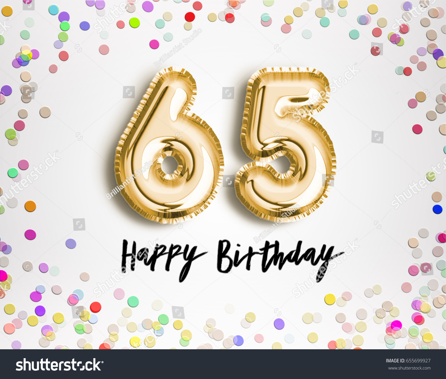 65th Birthday Celebration Gold Balloons Colorful Stock Illustration ...