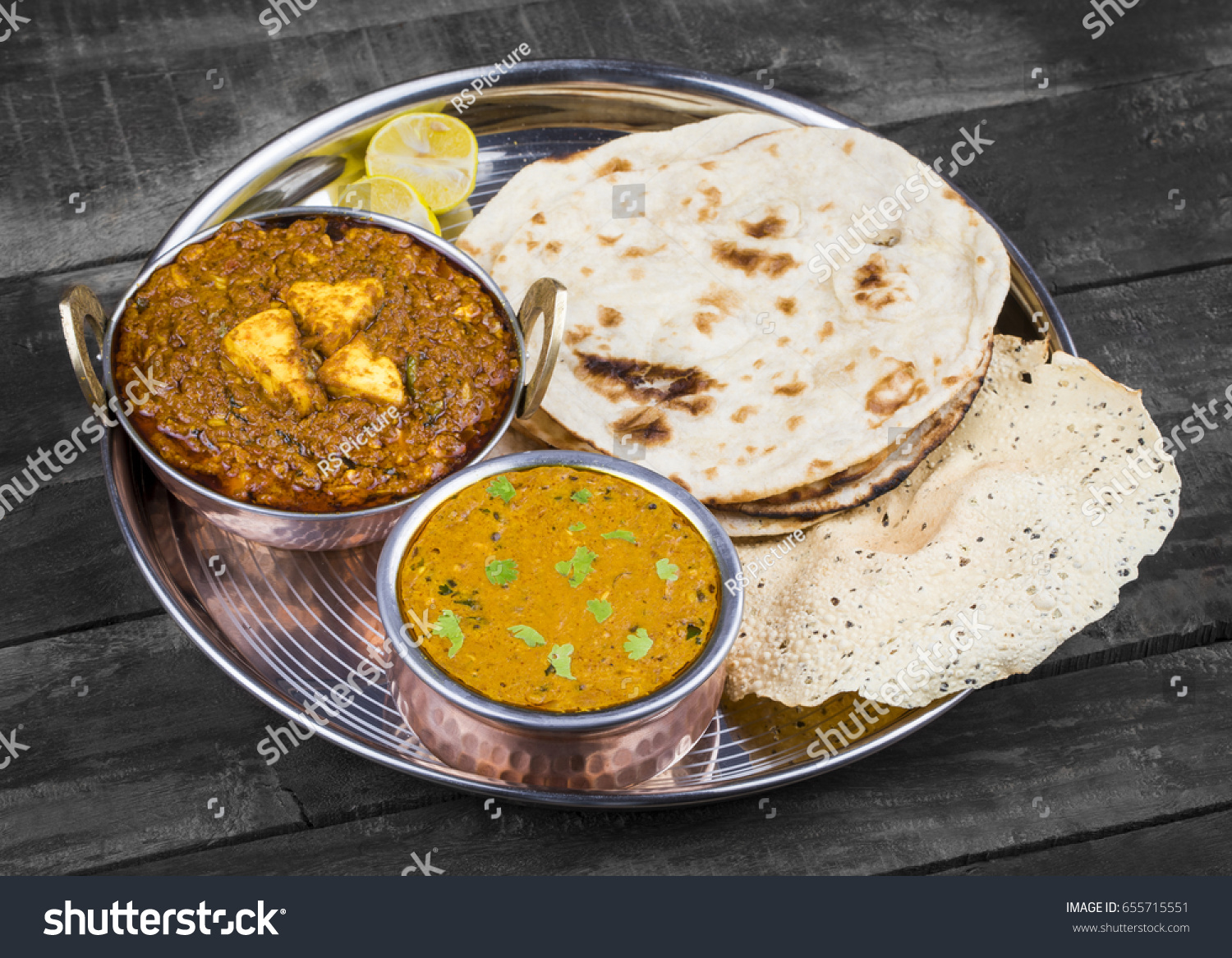 Indian Traditional Thali Food Dal Makhani Stock Photo 655715551 ...