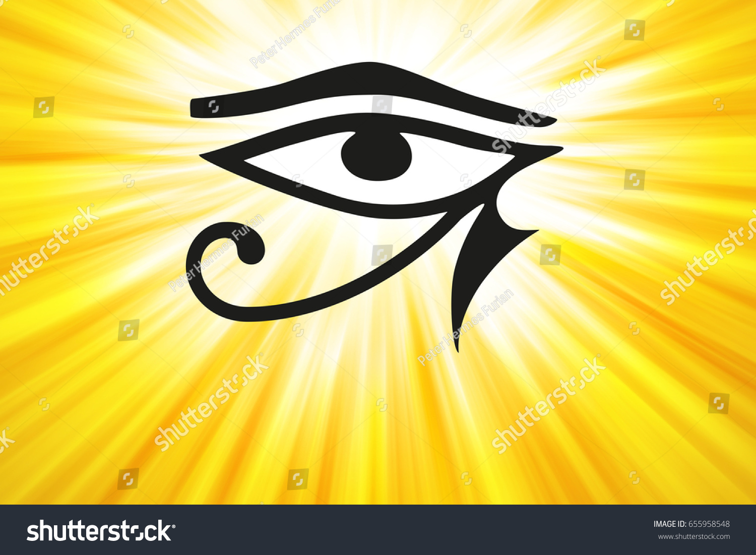 Eye Horus Golden Light Rays Ancient Stock Illustration 655958548 ...