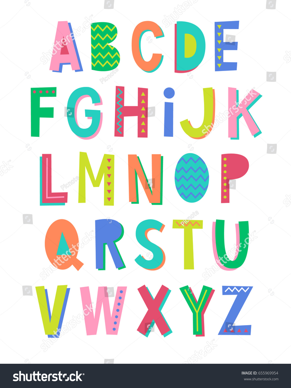 Colorful Cute Uppercase Alphabet Vector Set Stock Vector (Royalty Free ...