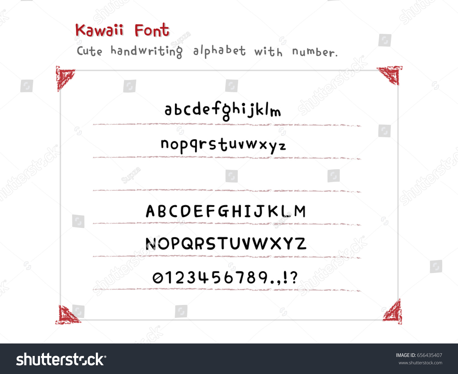 Kawaii Cute Font Cute Handwriting Alphabet Stock Vector (Royalty Free ...