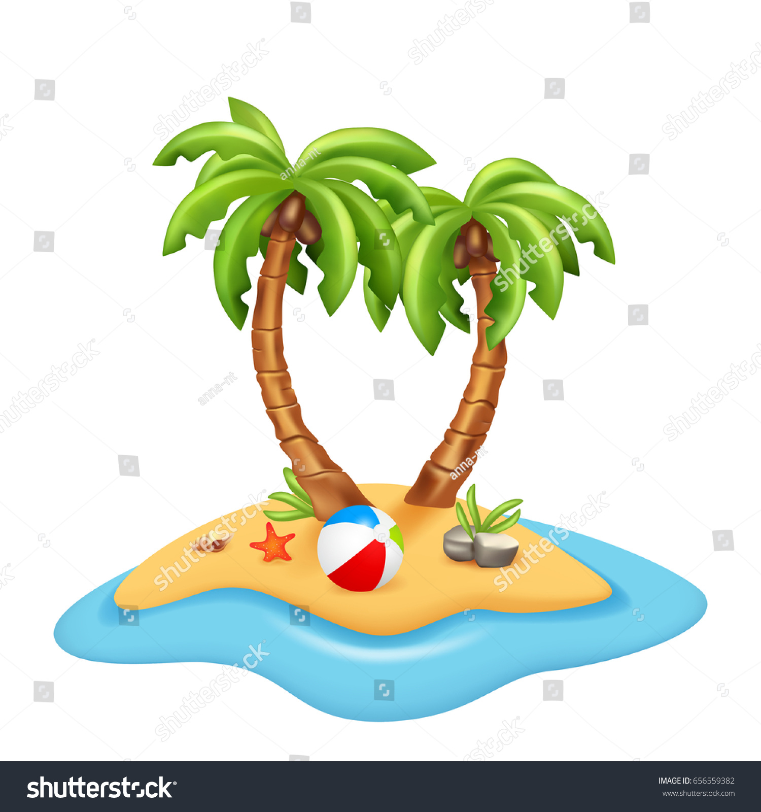 Illustration Isolated Island Palm Trees On Stock Vector (Royalty Free ...