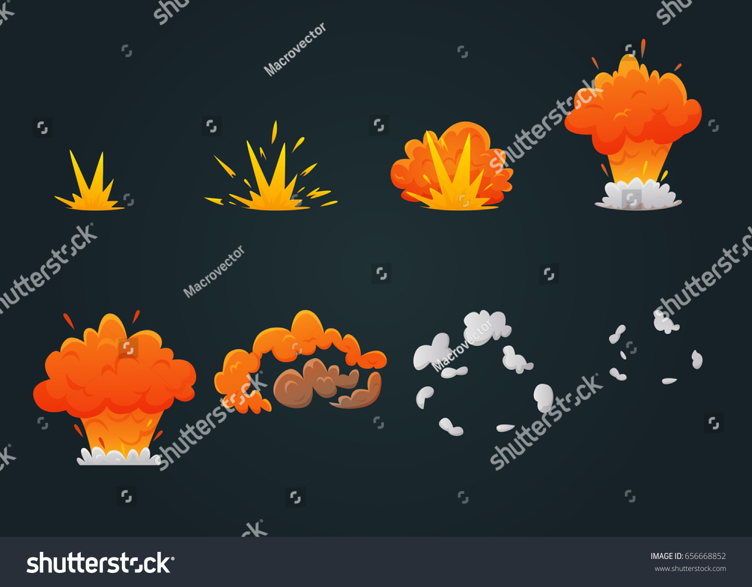 Colored Explosion Animation Icon Set Explosion Stock Vector (Royalty ...