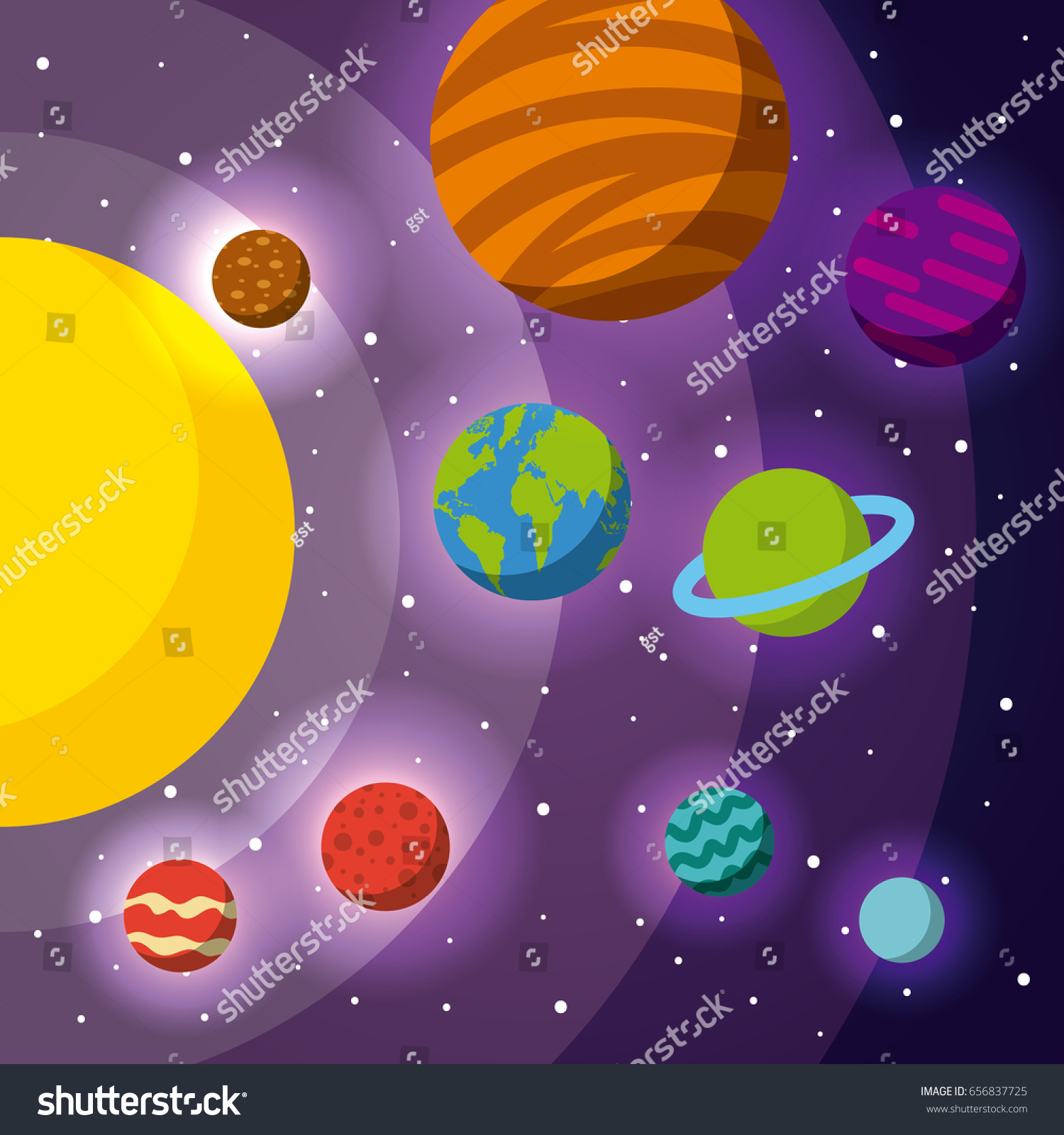 Solar System Flat Stock Vector (Royalty Free) 656837725 | Shutterstock