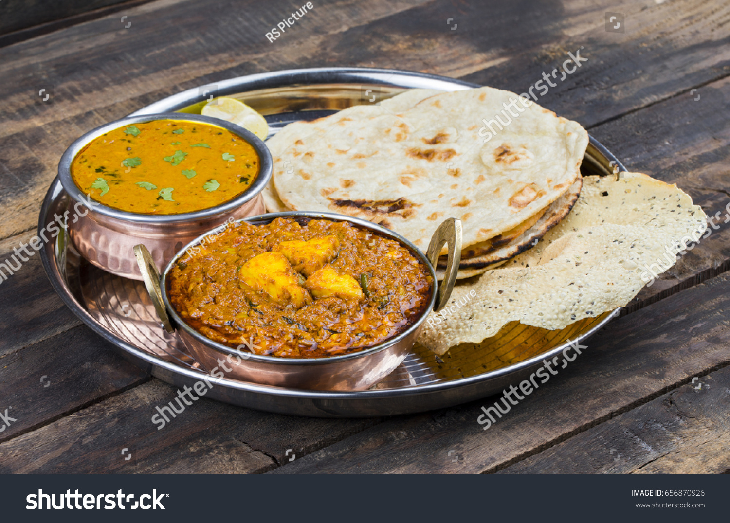 Indian Traditional Thali Food Kadai Paneer Stock Photo 656870926 ...