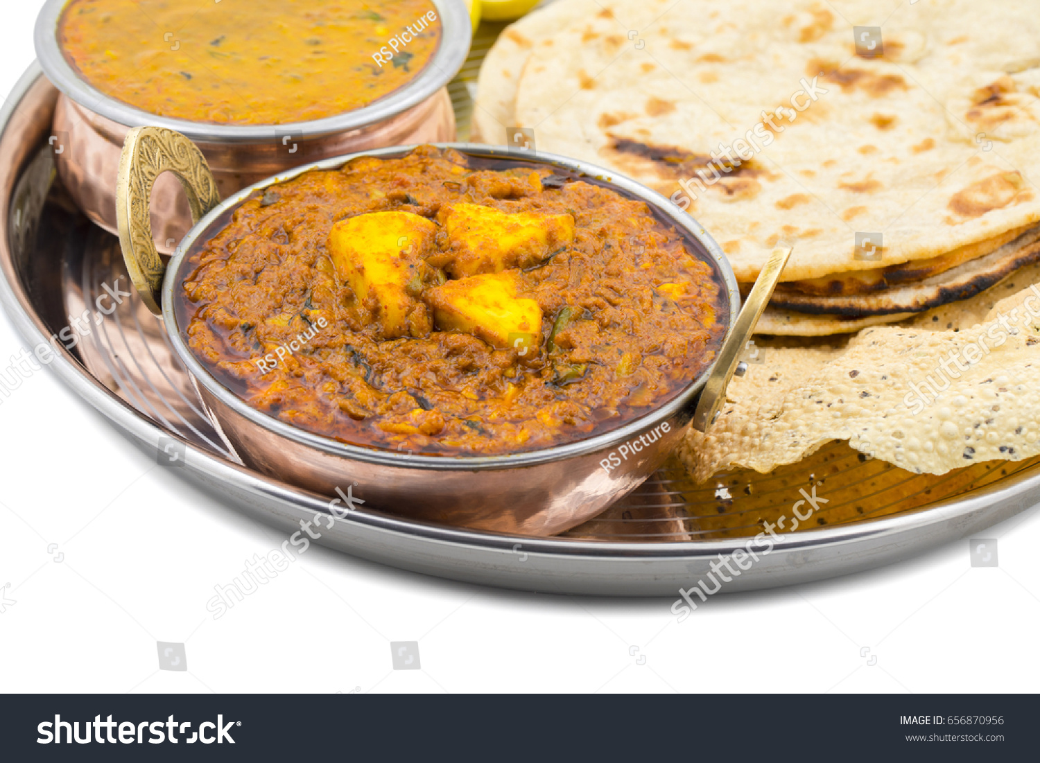 Indian Traditional Thali Food Kadai Paneer Stock Photo 656870956 ...